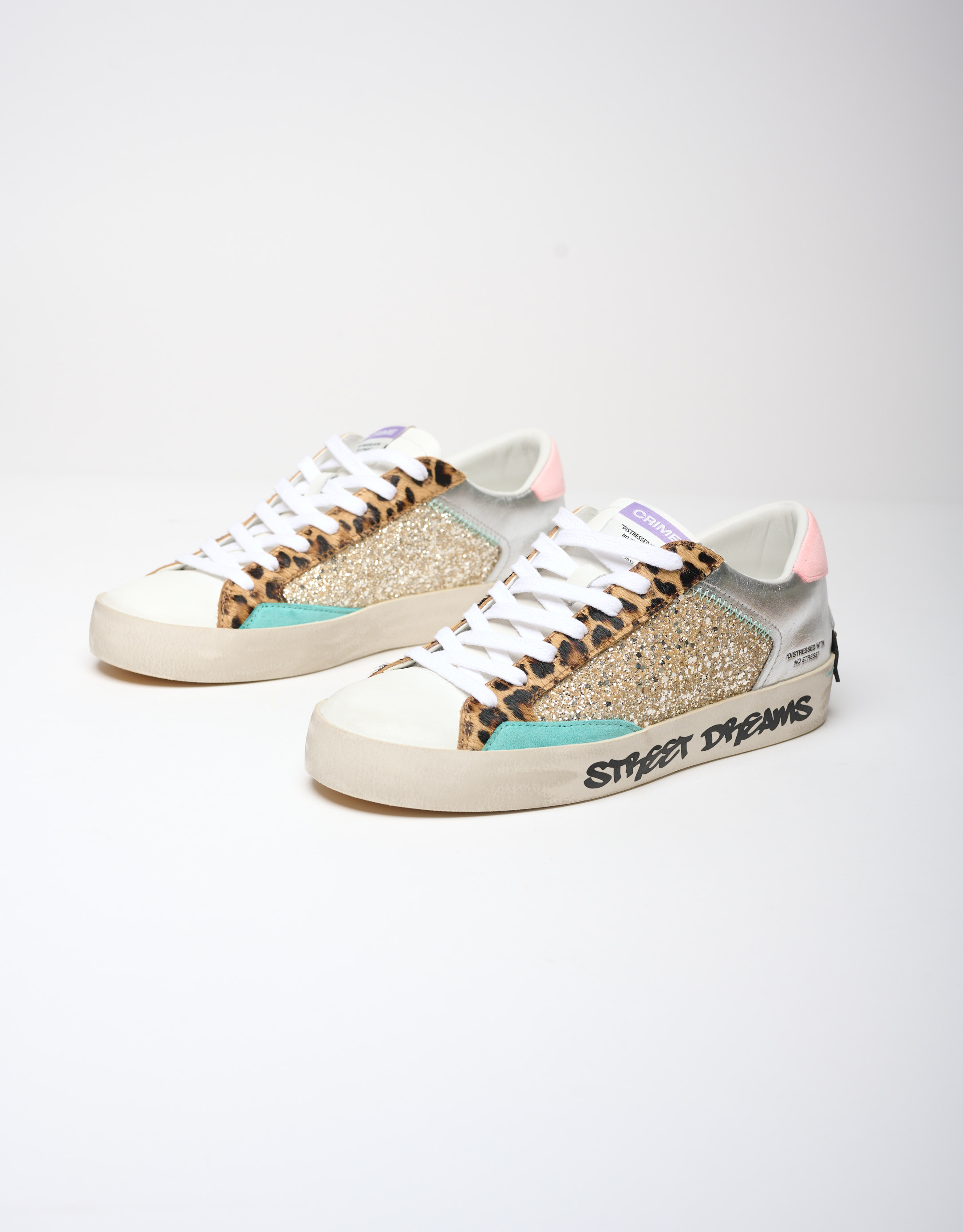 נעלי נשים - Crime London - סניקרס מנצנצות AVRIL - זהב4