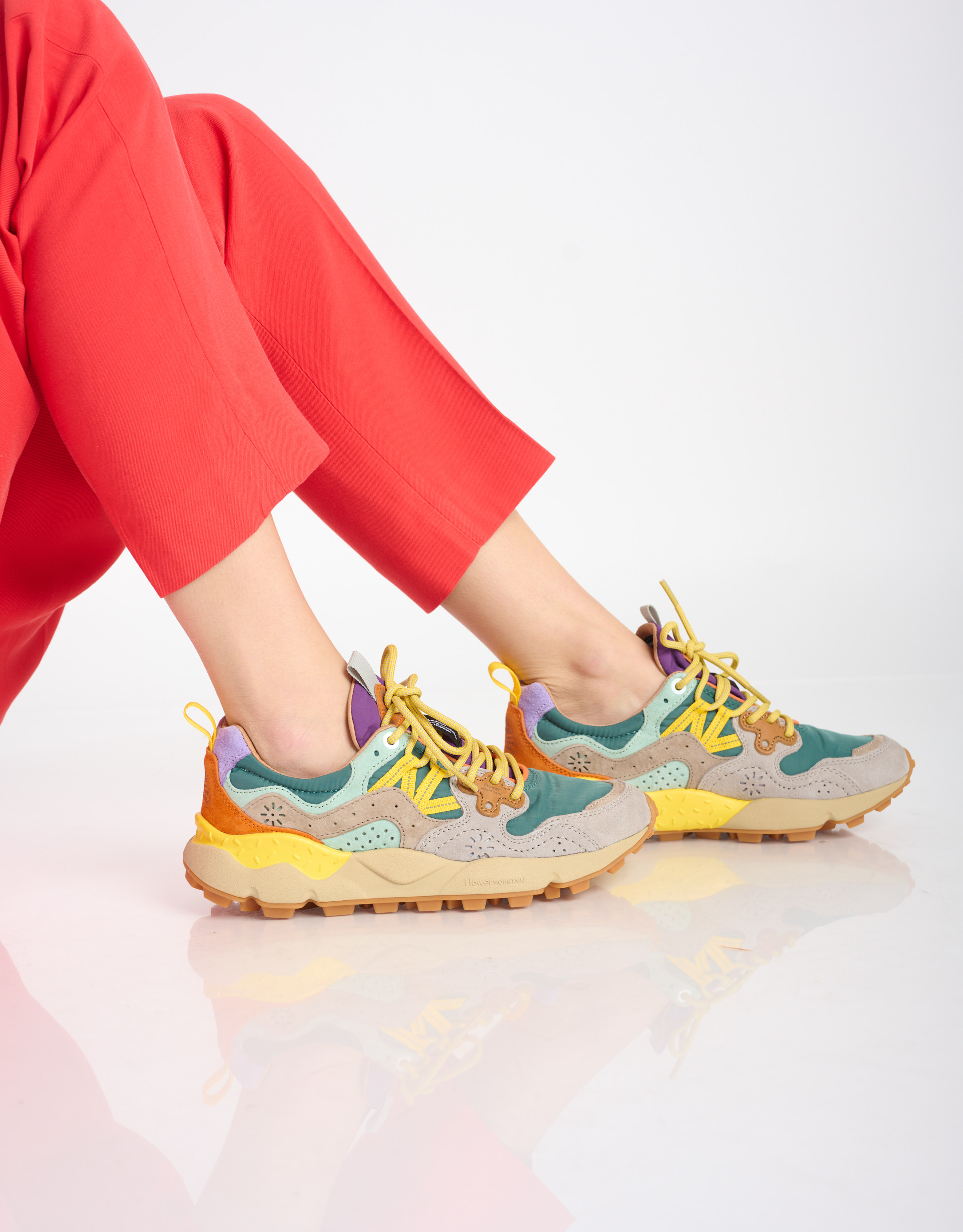 נעלי נשים - Flower Mountain - סניקרס YAMANO צבעוניות - ירוק   אפור2