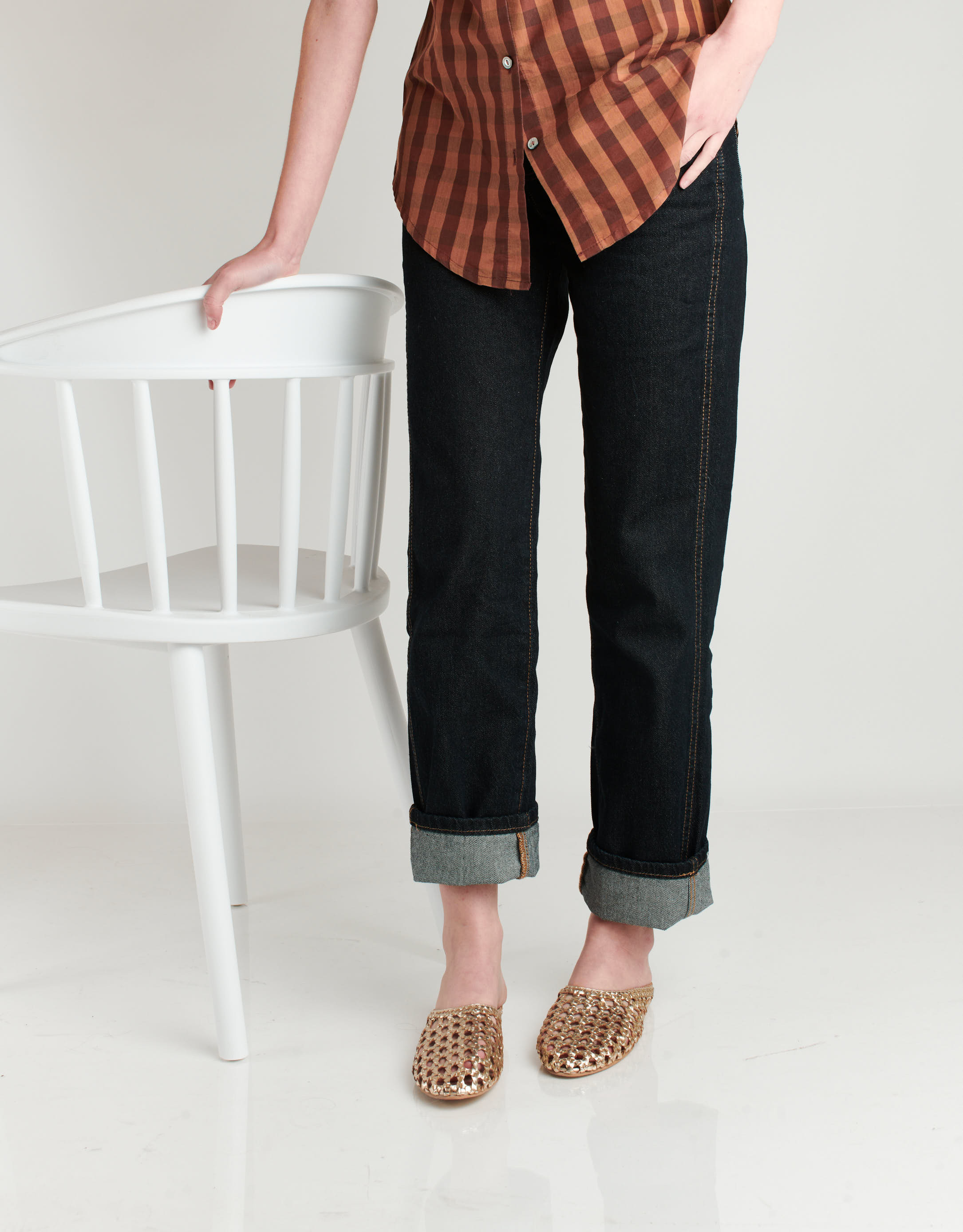 נעלי נשים - Salt+Umber - כפכפים שטוחים SHANTI - זהב1