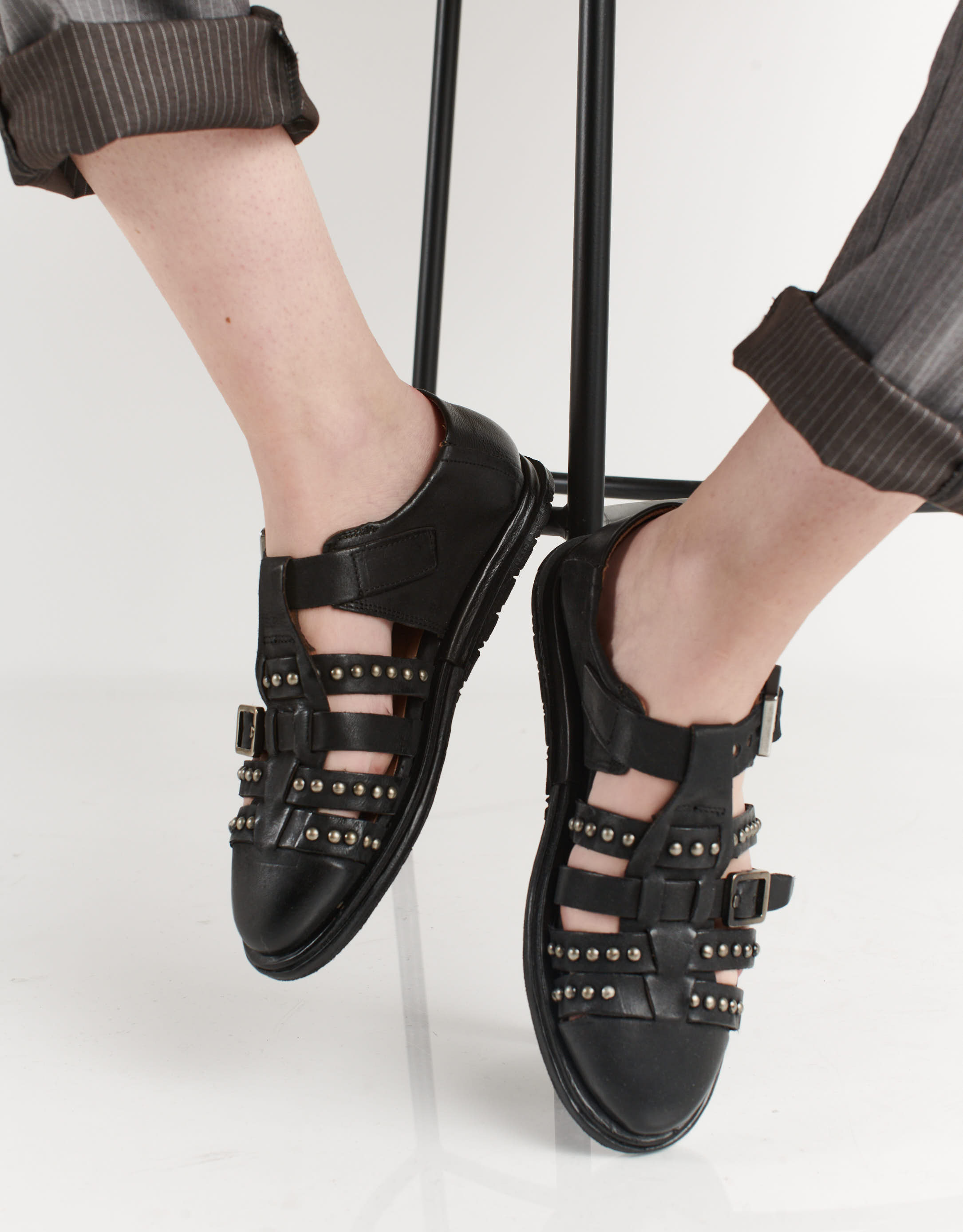 נעלי נשים - A.S. 98 - סנדלים שטוחים TAMU - שחור2