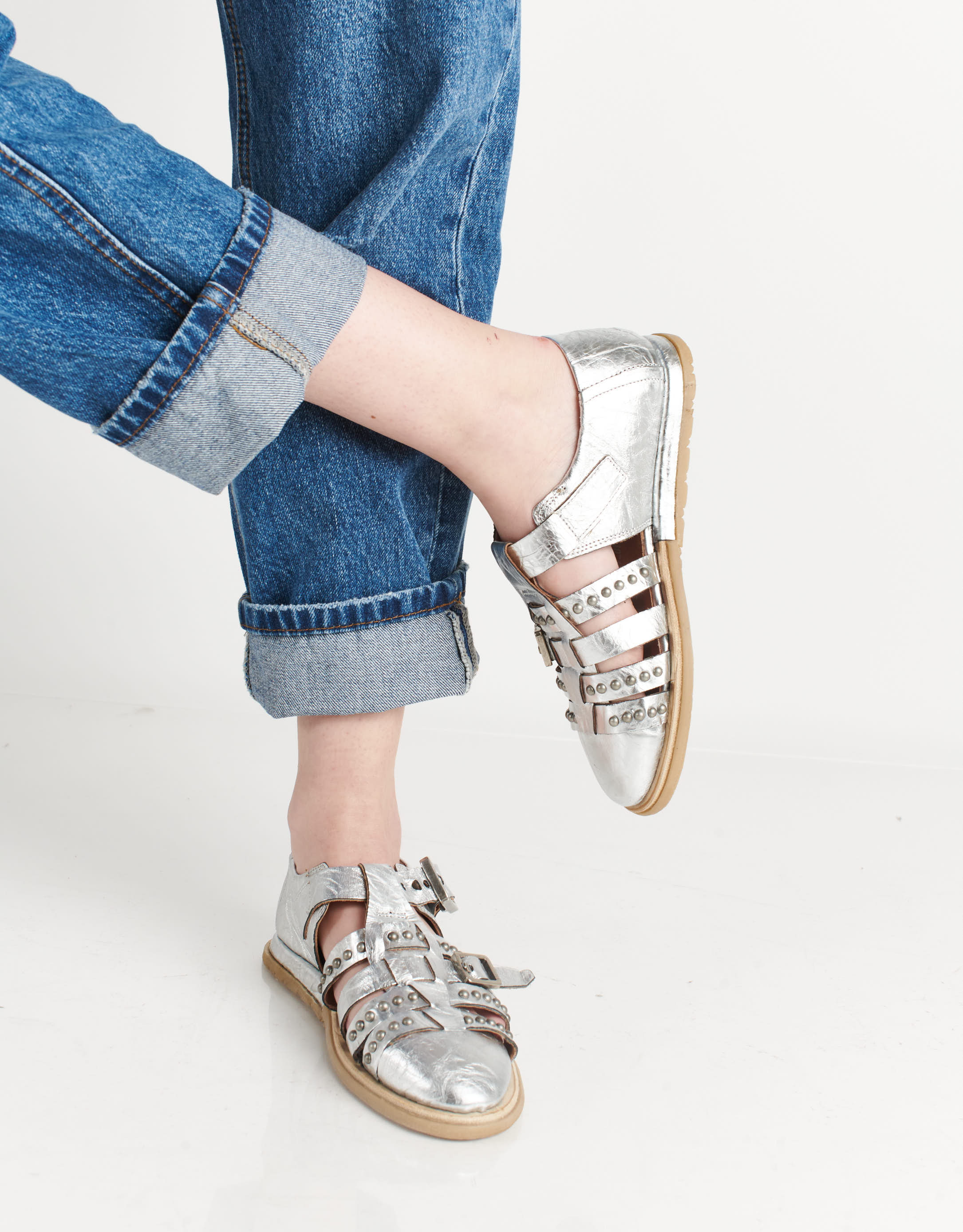 נעלי נשים - A.S. 98 - סנדלים שטוחים TAMU - כסף3