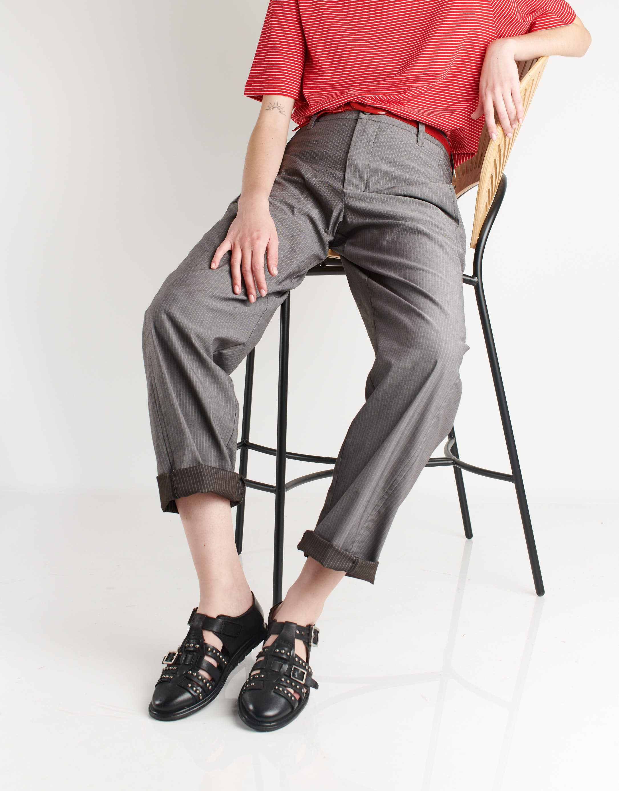 נעלי נשים - A.S. 98 - סנדלים שטוחים TAMU - שחור4