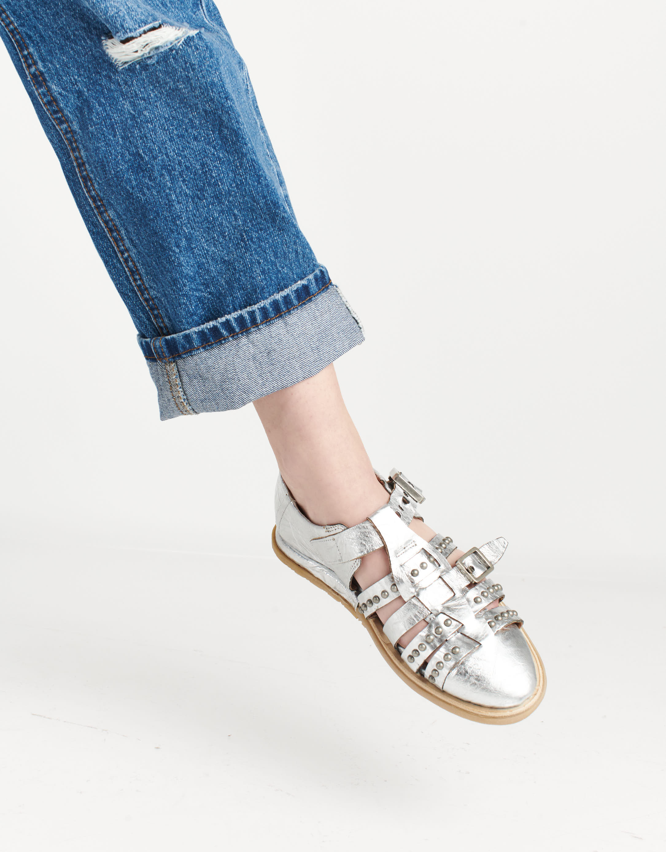 נעלי נשים - A.S. 98 - סנדלים שטוחים TAMU - כסף4