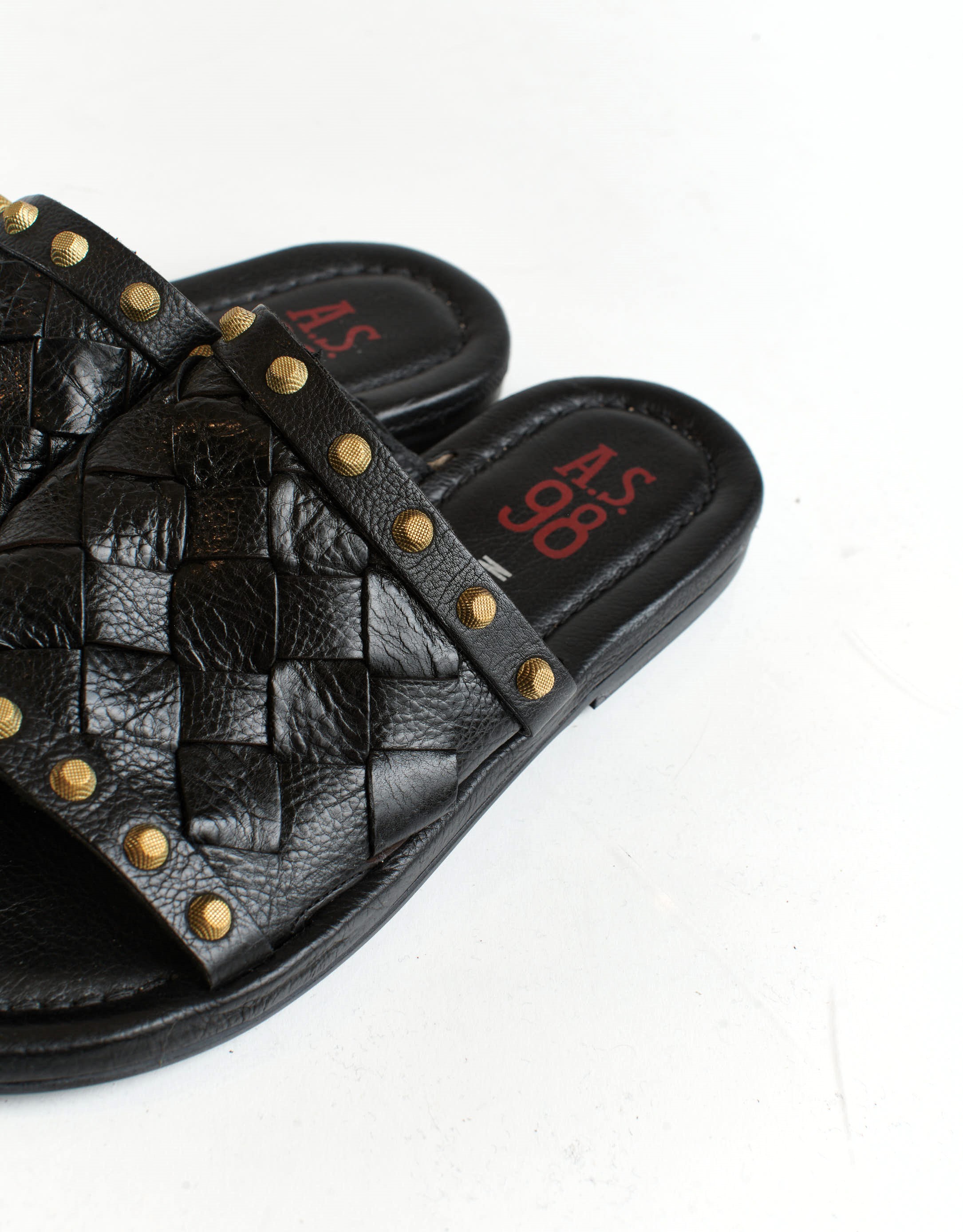 נעלי נשים - A.S. 98 - כפכפי עור קלועים YOU - שחור3