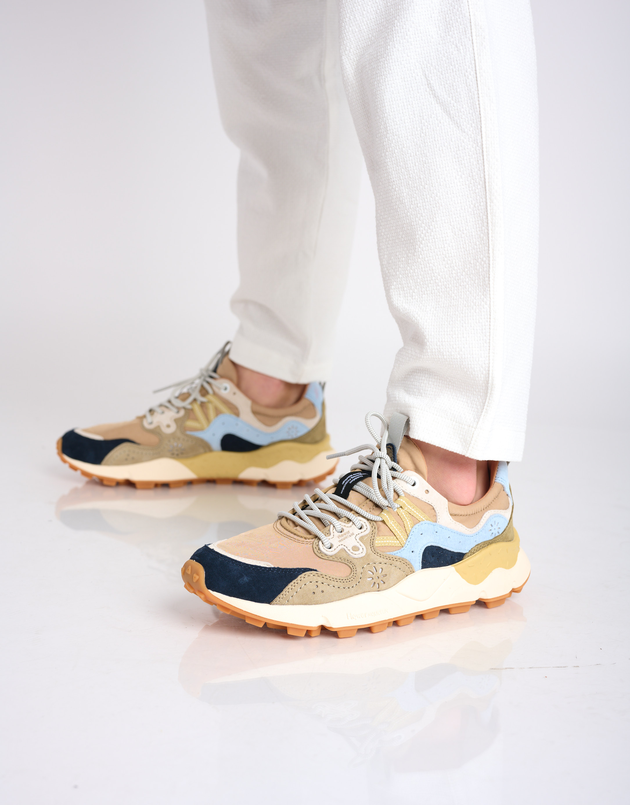 נעלי גברים - Flower Mountain - סניקרס צבעוניות YAMANO - בז'   כחול4