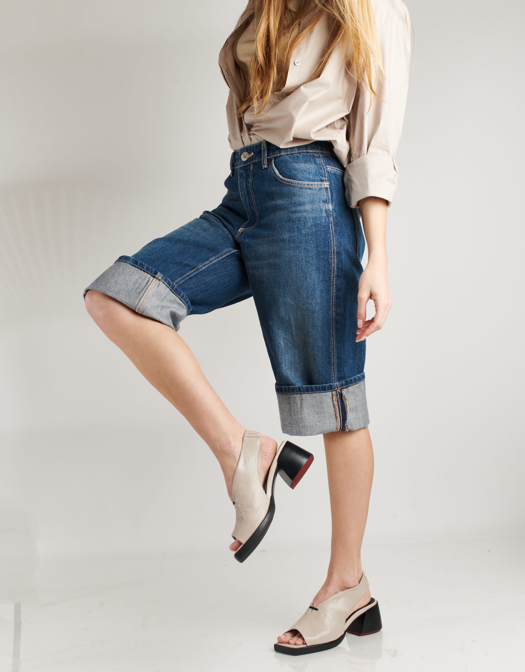 נעלי נשים - Yuko Imanishi - סנדלים עם עקב MICHI - אפור בהיר