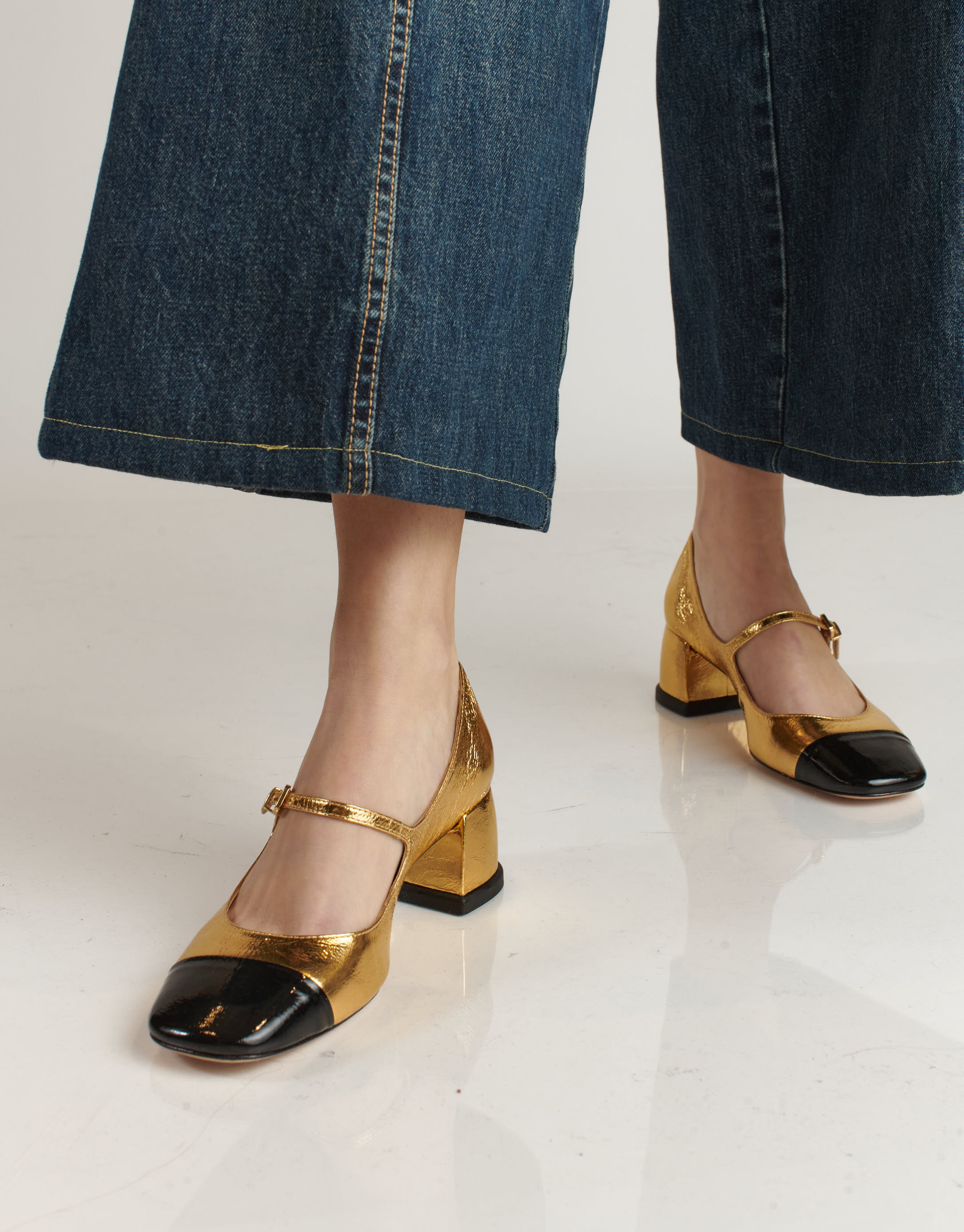 נעלי נשים - Vicenza - נעלי מרי ג'יין CARIBE - שחור   זהב2