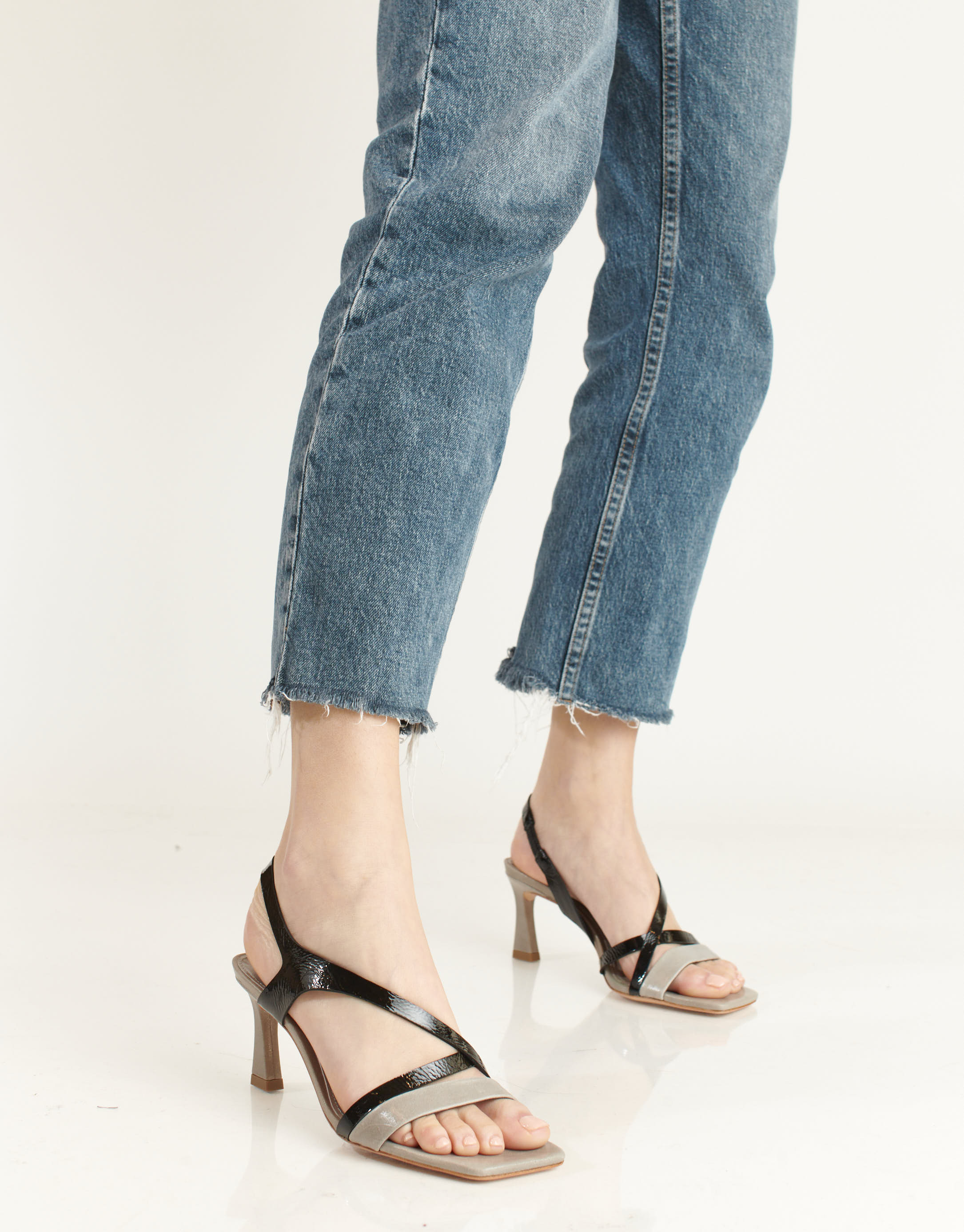 נעלי נשים - Vicenza - סנדלי עקב TEBAS - שחור אפור