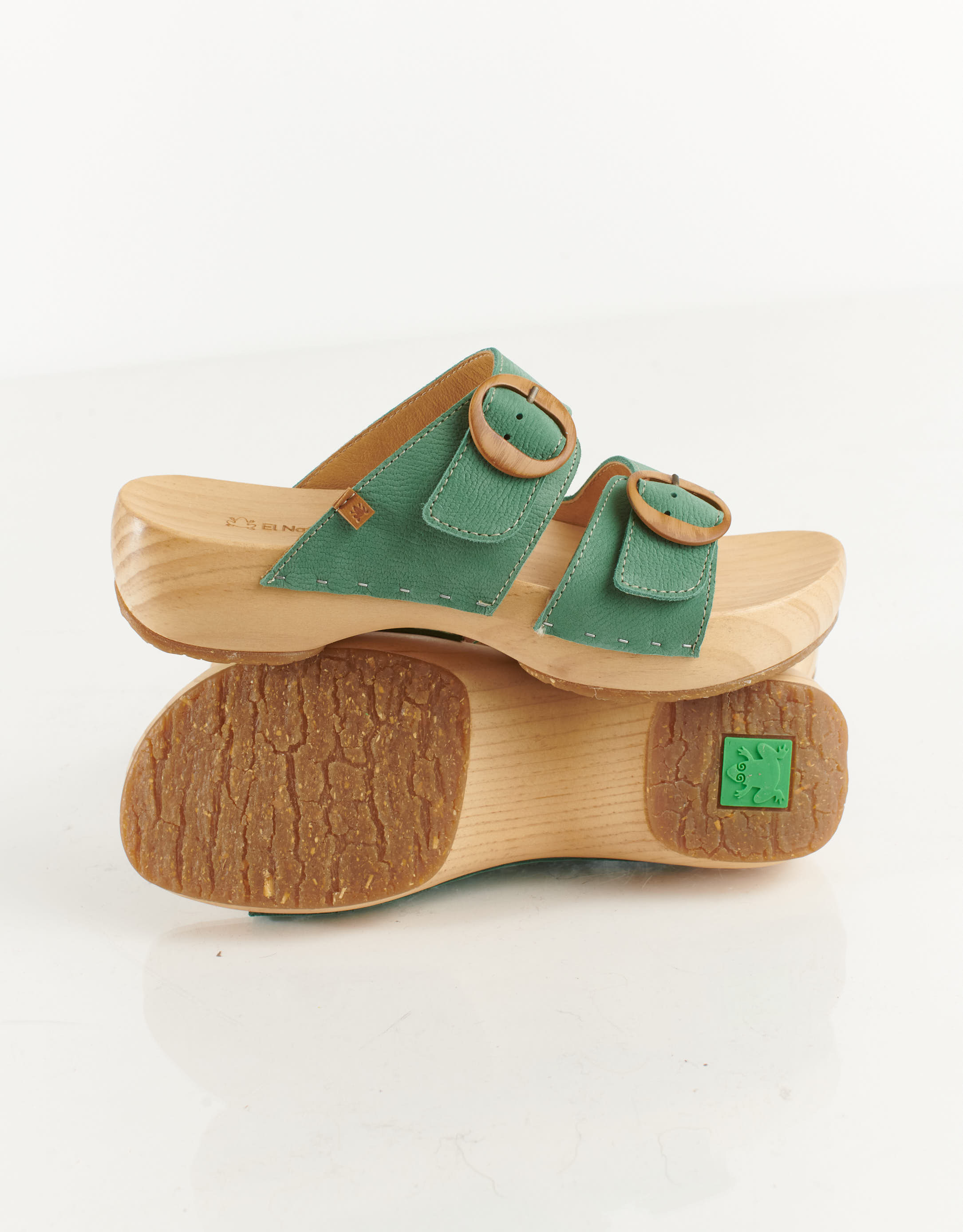 נעלי נשים - El Naturalista - כפכפי עץ רצועות SHOKUNIN - ירוק3