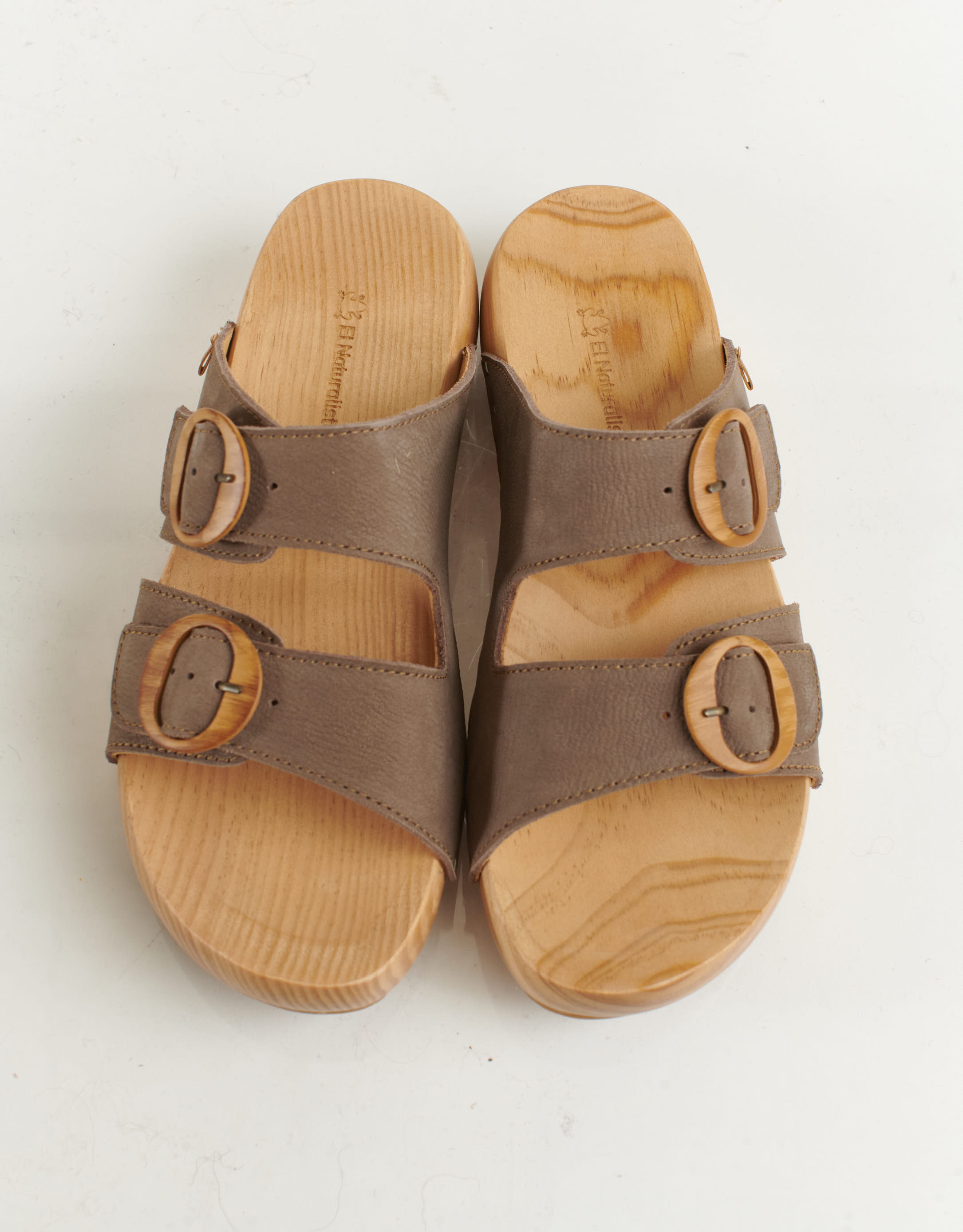 נעלי נשים - El Naturalista - כפכפי עץ רצועות SHOKUNIN - אפור3