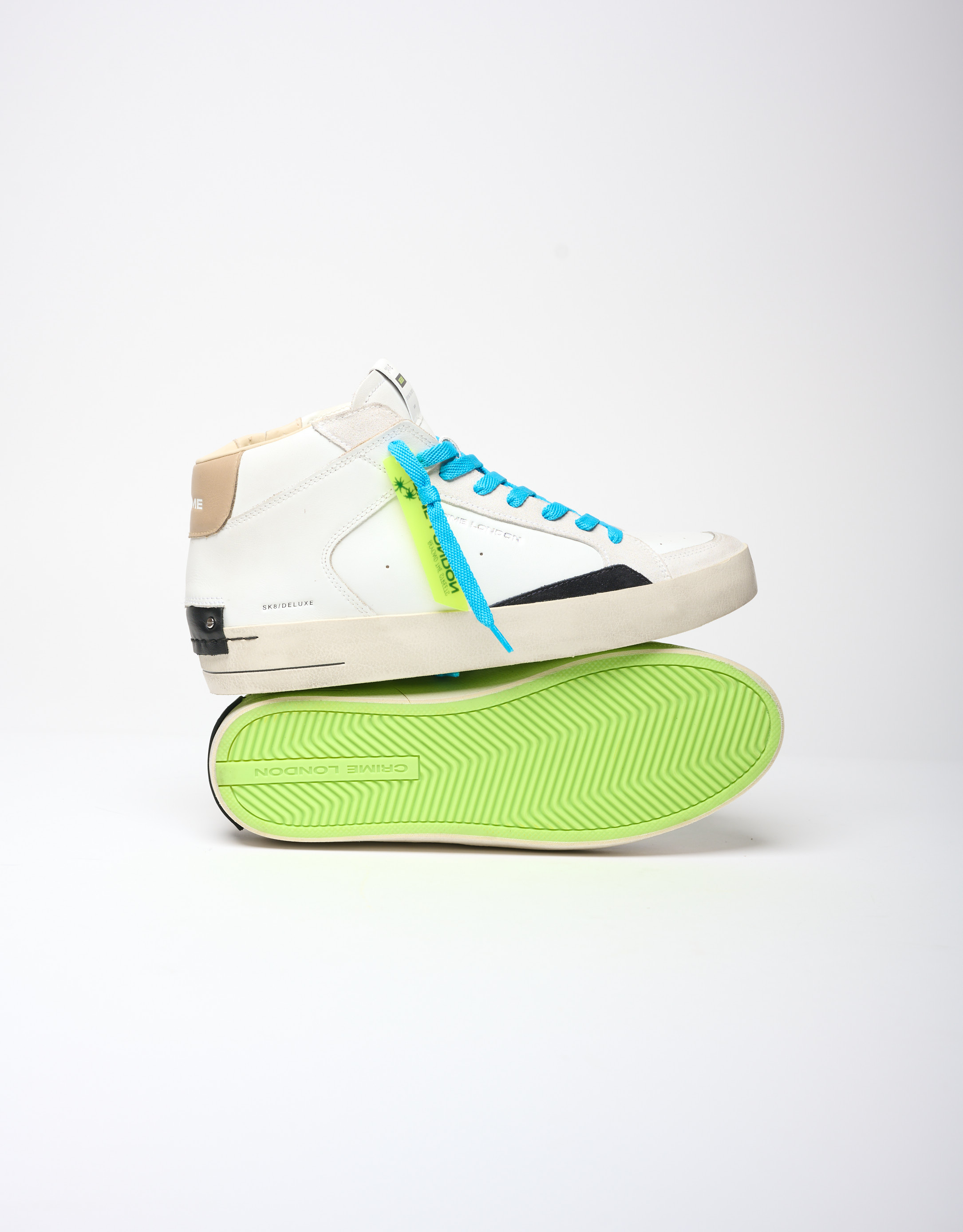 נעלי גברים - Crime London - סניקרס גבוהות NICK - לבן   כחול2