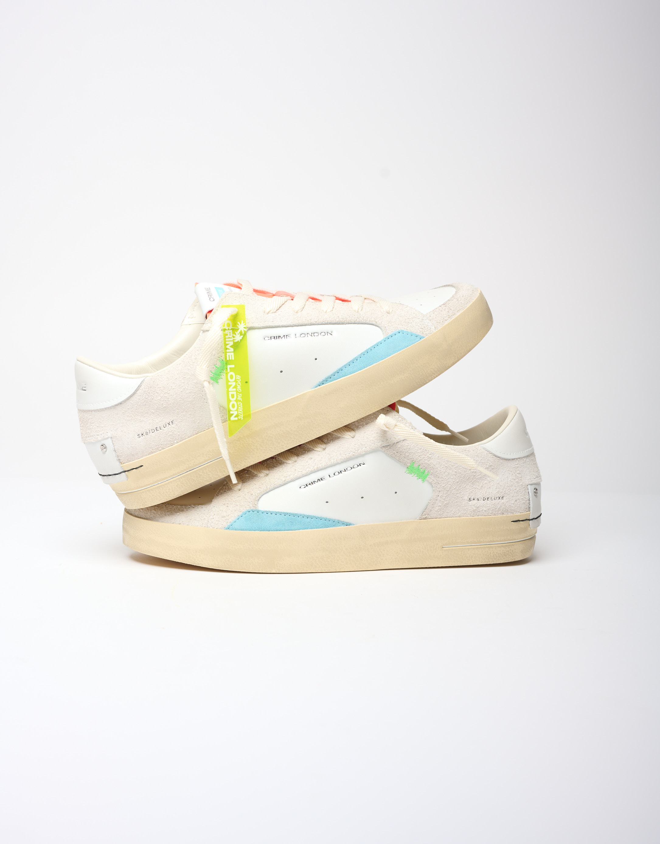 נעלי גברים - Crime London - סניקרס FREDDIE - לבן   כתום3