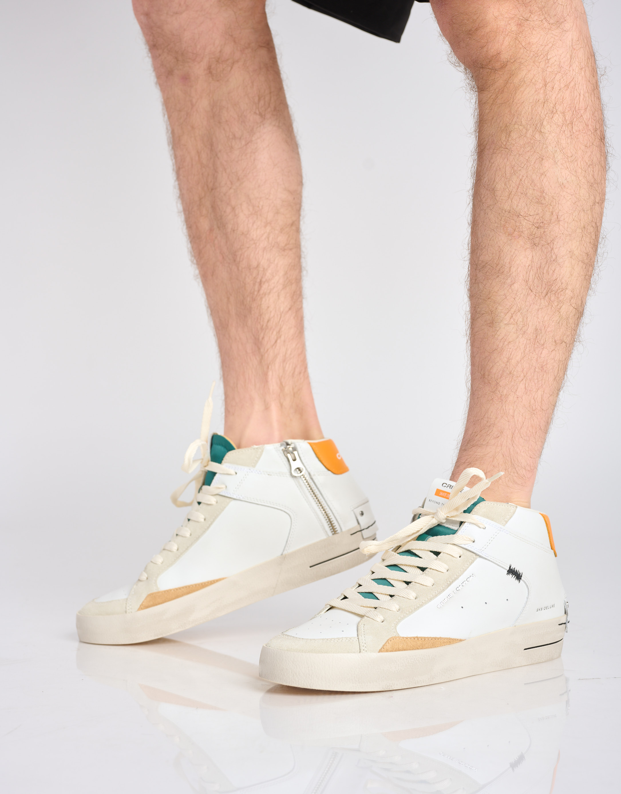 נעלי גברים - Crime London - סניקרס גבוהות NICK - לבן   כתום3