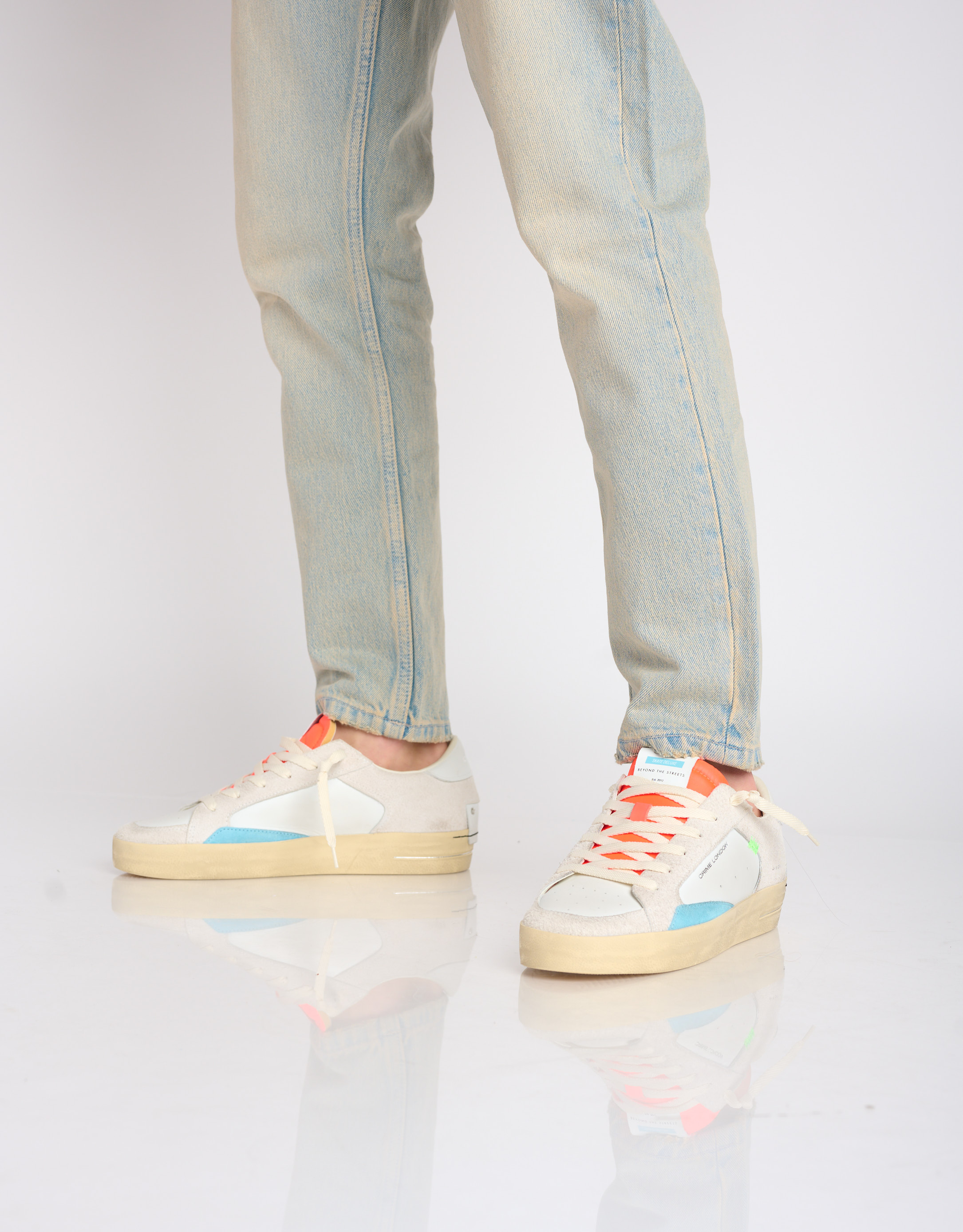 נעלי גברים - Crime London - סניקרס FREDDIE - לבן   כתום4