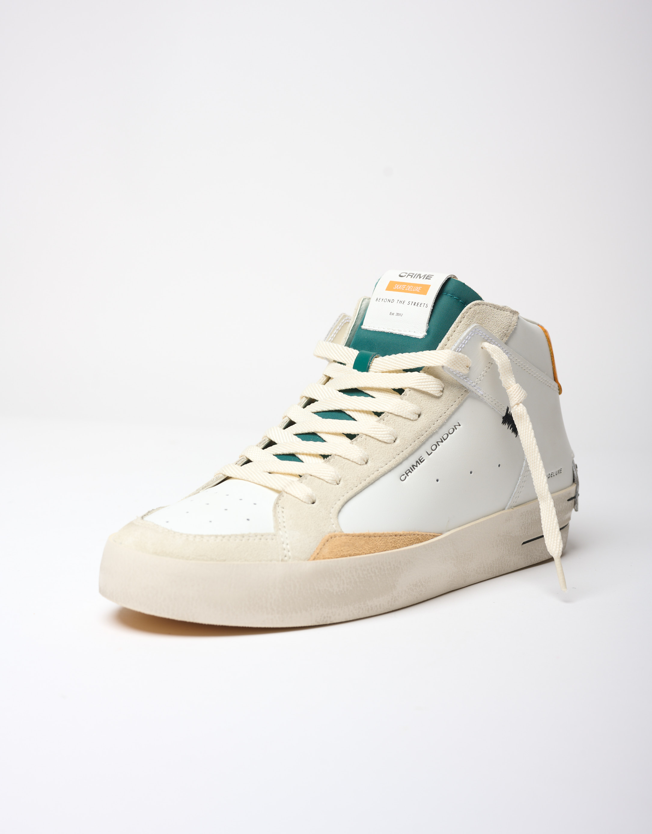 נעלי גברים - Crime London - סניקרס גבוהות NICK - לבן   כתום4