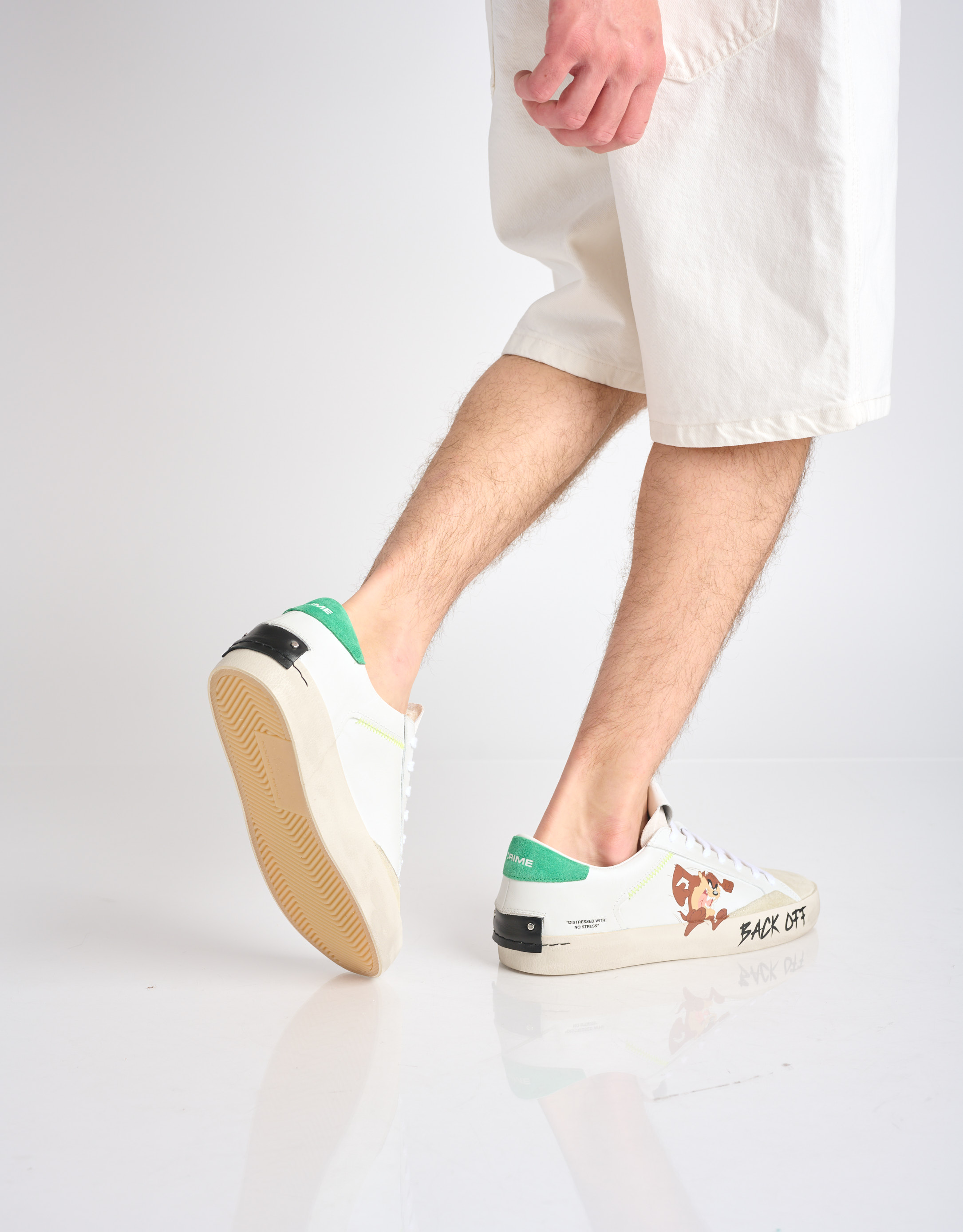 נעלי גברים - Crime London - סניקרס ZIGGY - לבן   ירוק4