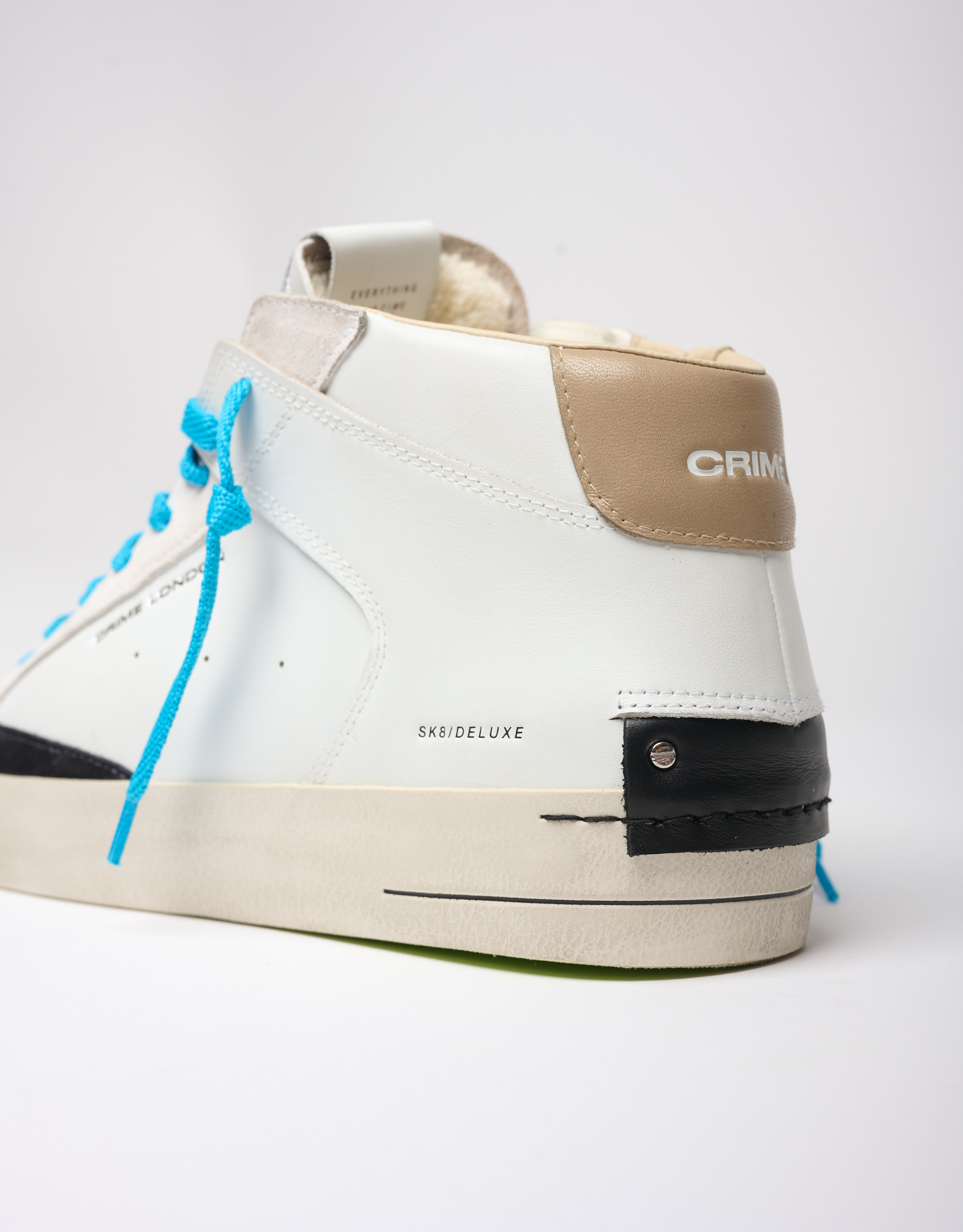 נעלי גברים - Crime London - סניקרס גבוהות NICK - לבן   כחול4