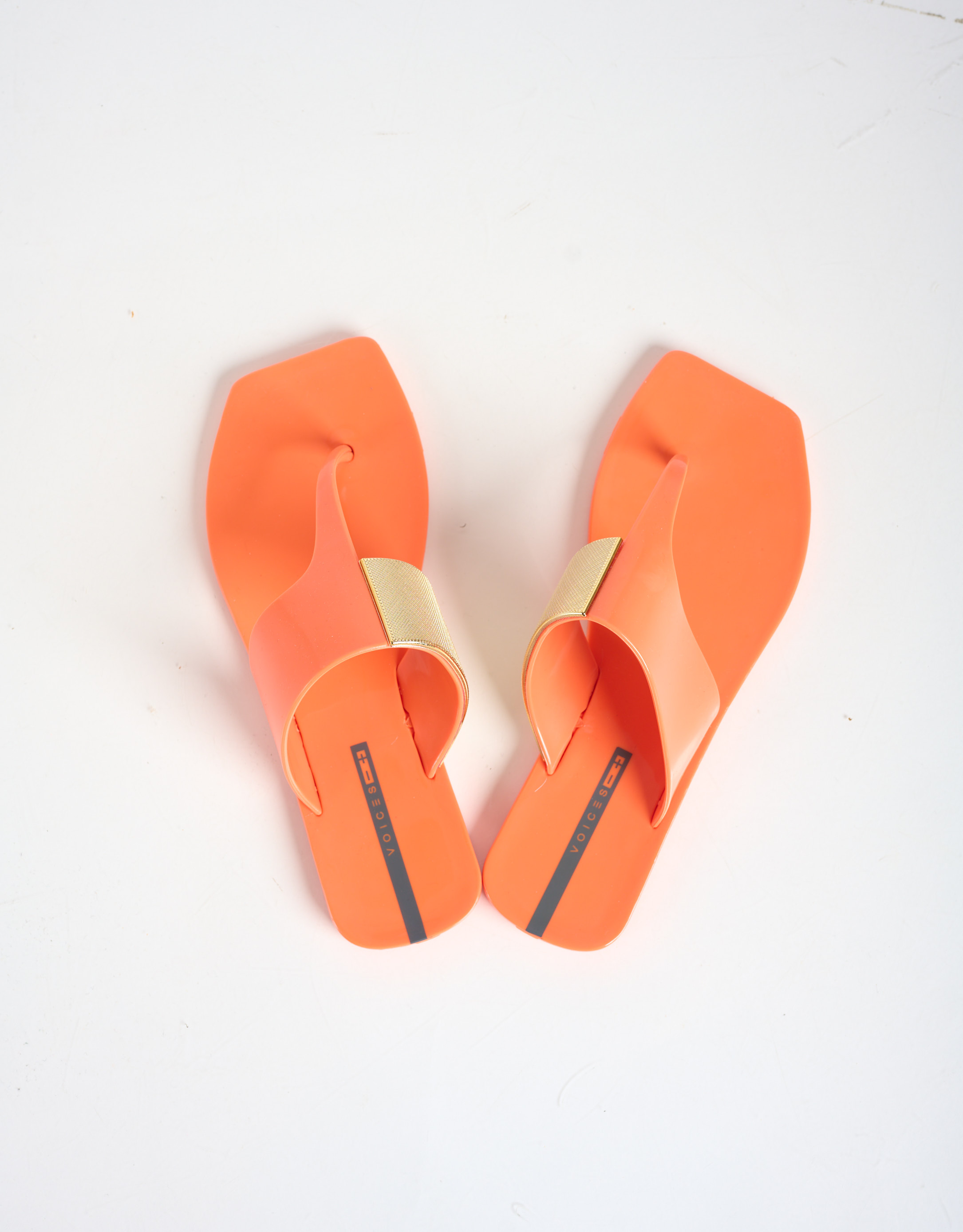 נעלי נשים - voices - כפכפי אצבע FLOW זהב - כתום2