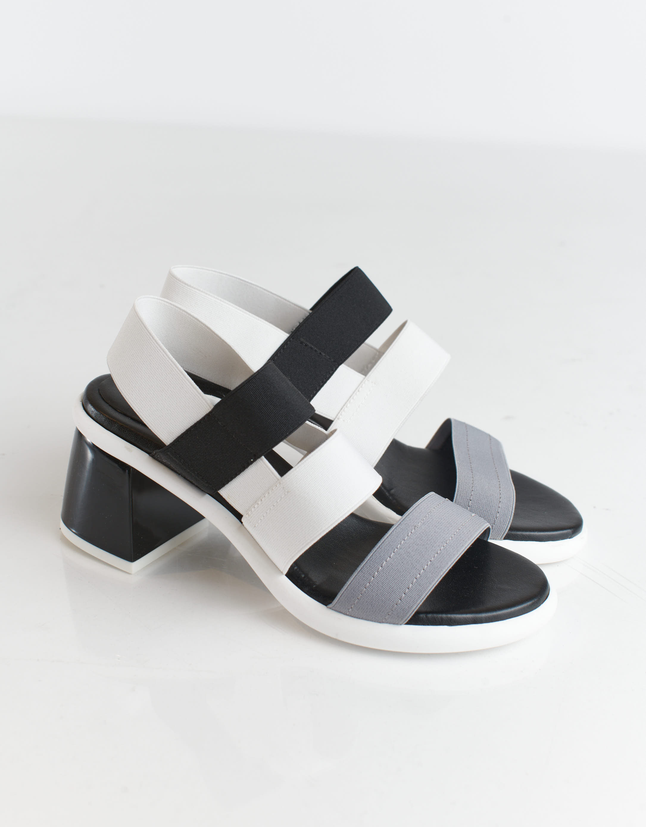 נעלי נשים - NR Rapisardi - סנדלי עקב SHIRLEY - אפור   לבן2