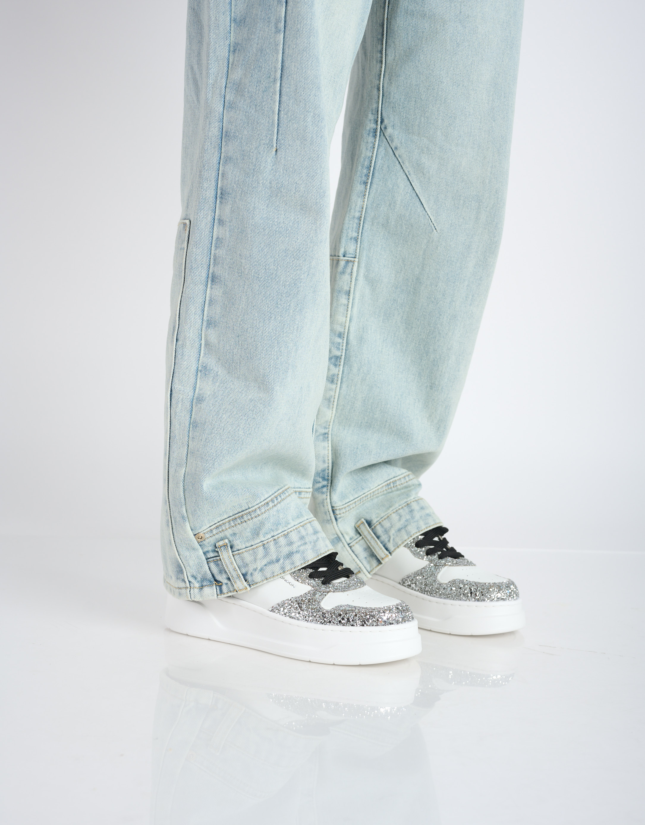 נעלי נשים - Crime London - סניקרס WANDA - לבן   כסף2