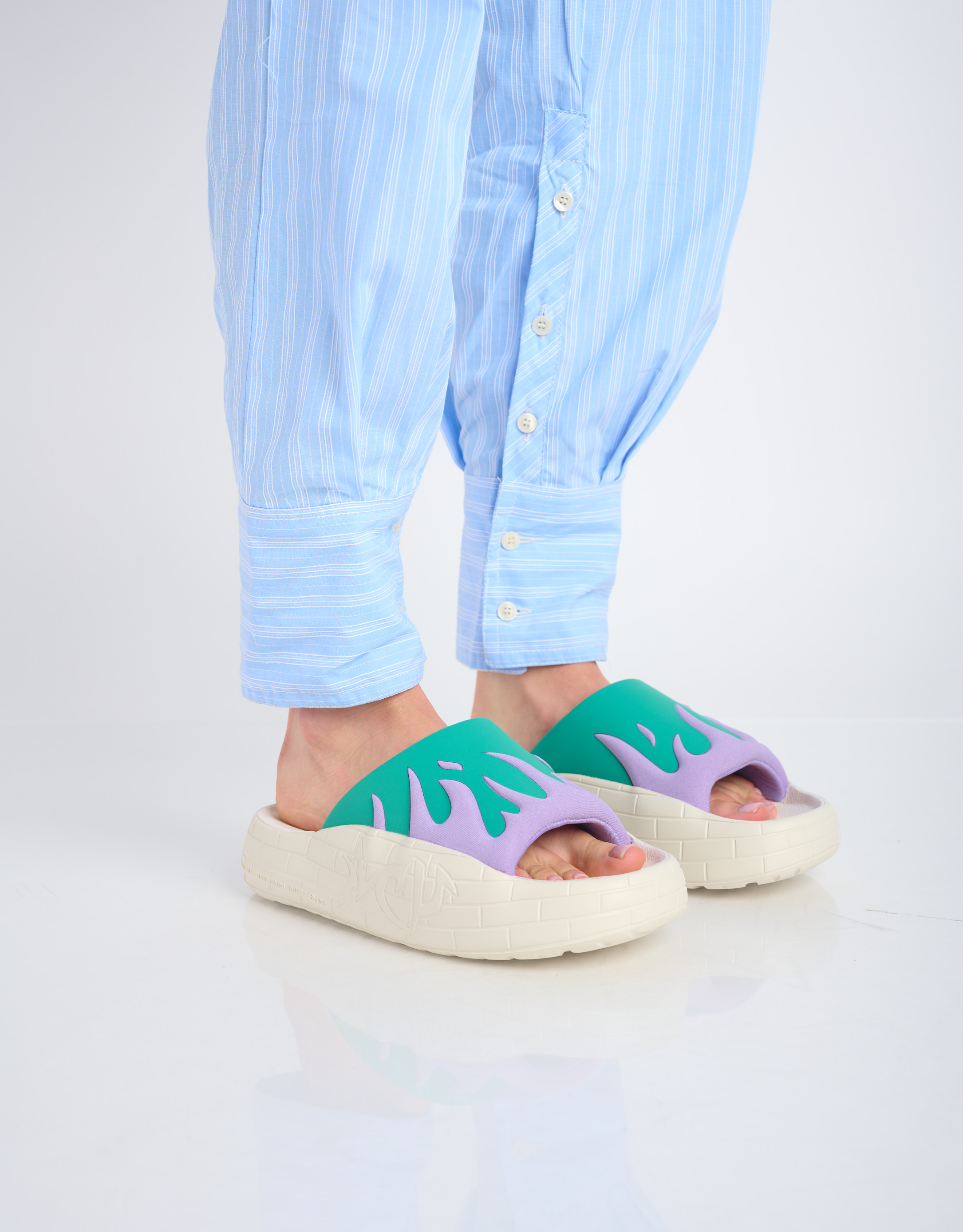 נעלי נשים - Acupuncture - כפכפים NYU  להבות - ירוק   סגול3