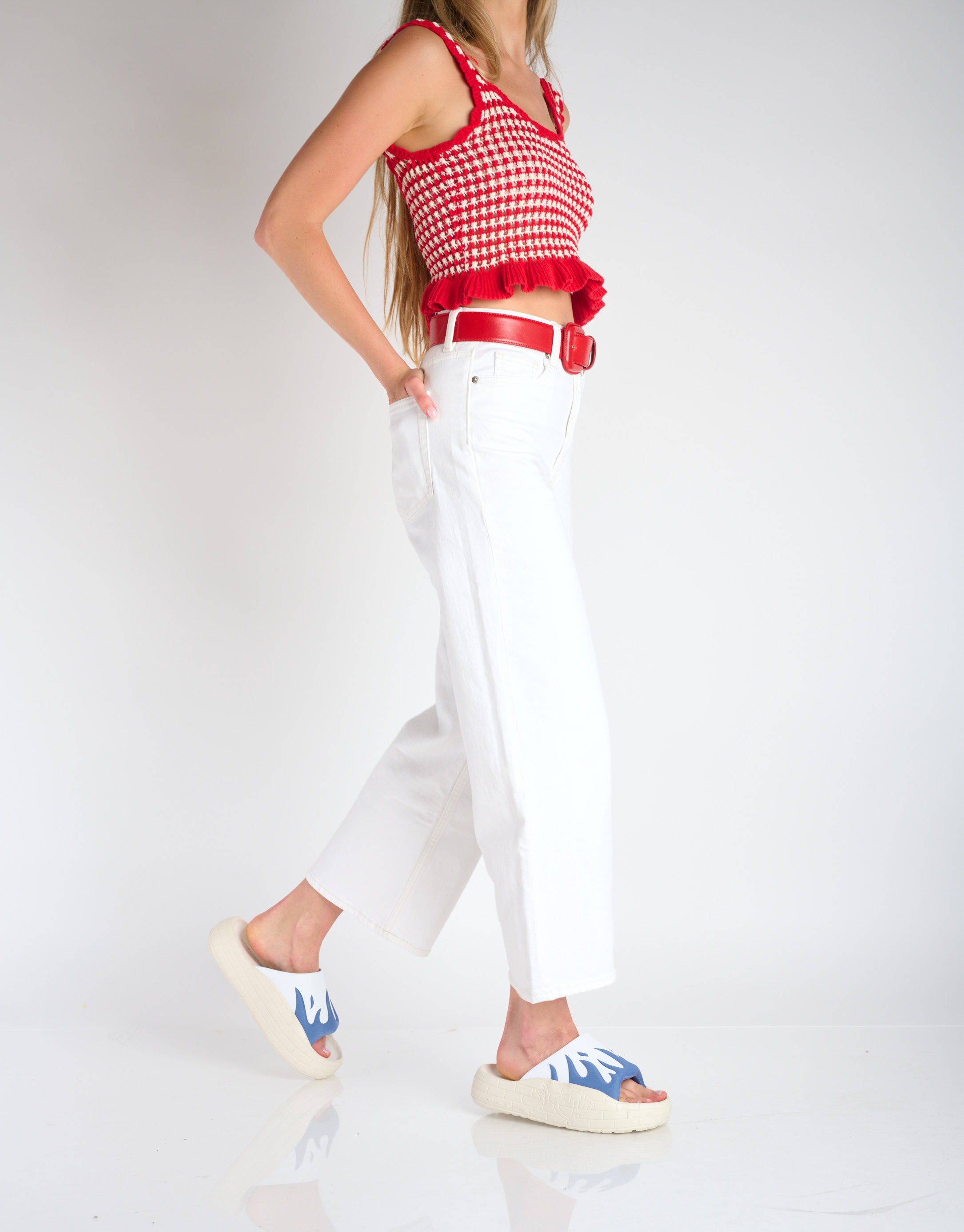 נעלי נשים - Acupuncture - כפכפים NYU  להבות - כחול   לבן3