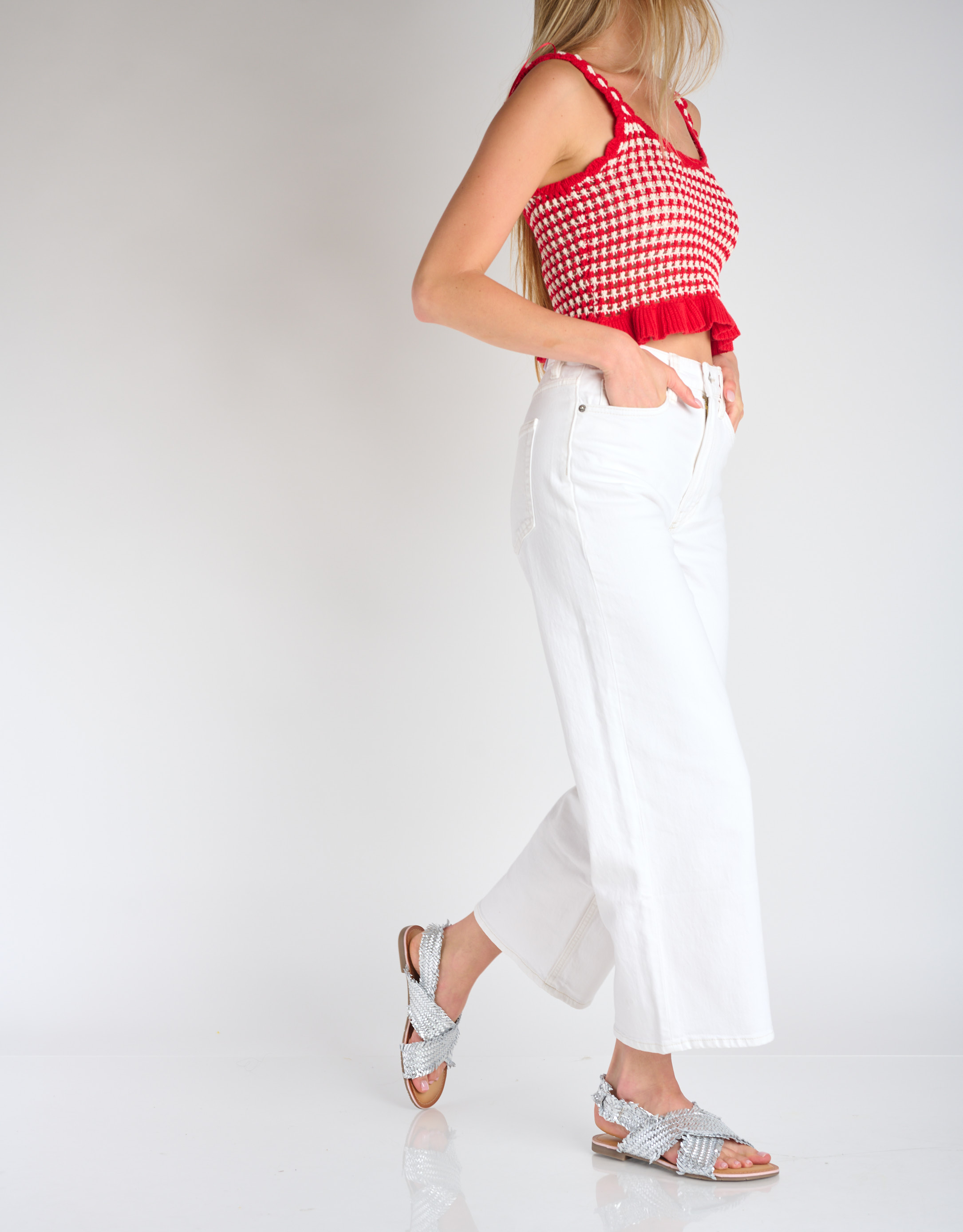 נעלי נשים - Salt+Umber - סנדלי עור קלועים SABINA - כסף2