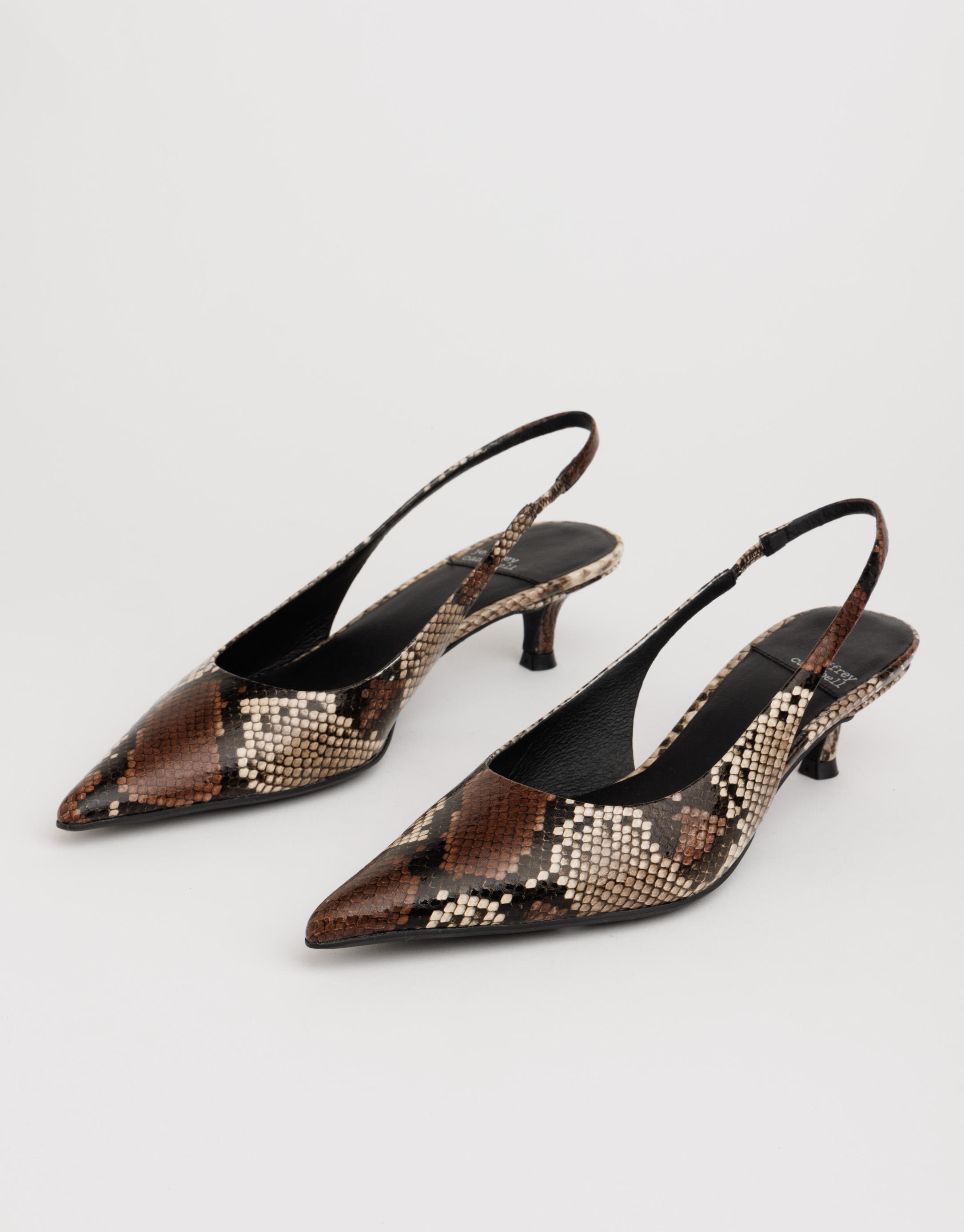 נעלי נשים - Jeffrey Campbell - נעלי סירה עם עקב PERSONA - חום נחש1