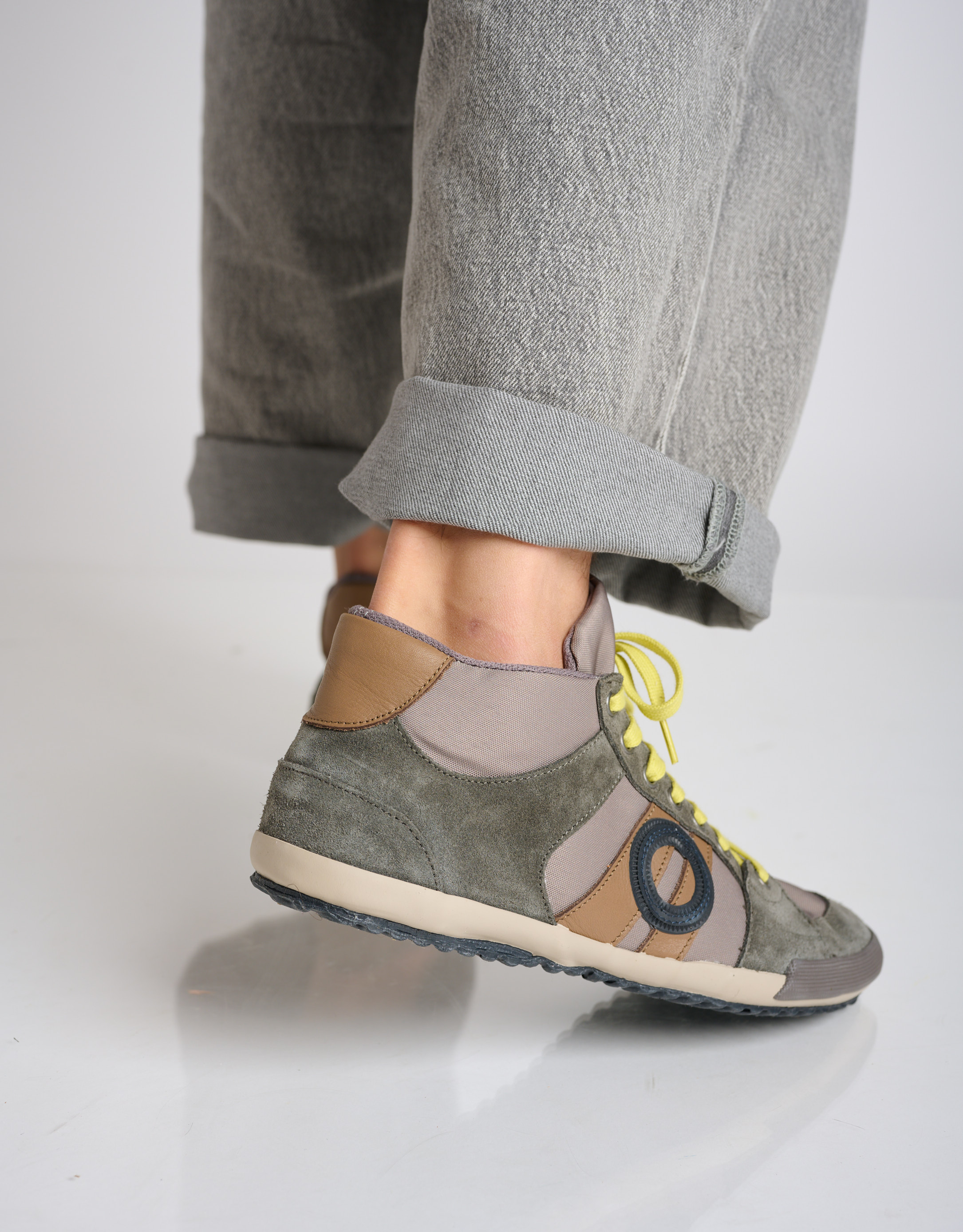 נעלי גברים - Aro - סניקרס גבוהות בד ועור IDO - אפור2