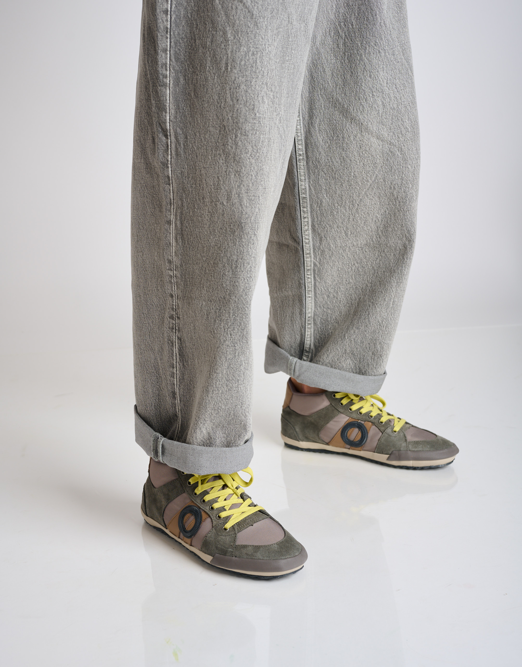 נעלי גברים - Aro - סניקרס גבוהות בד ועור IDO - אפור3