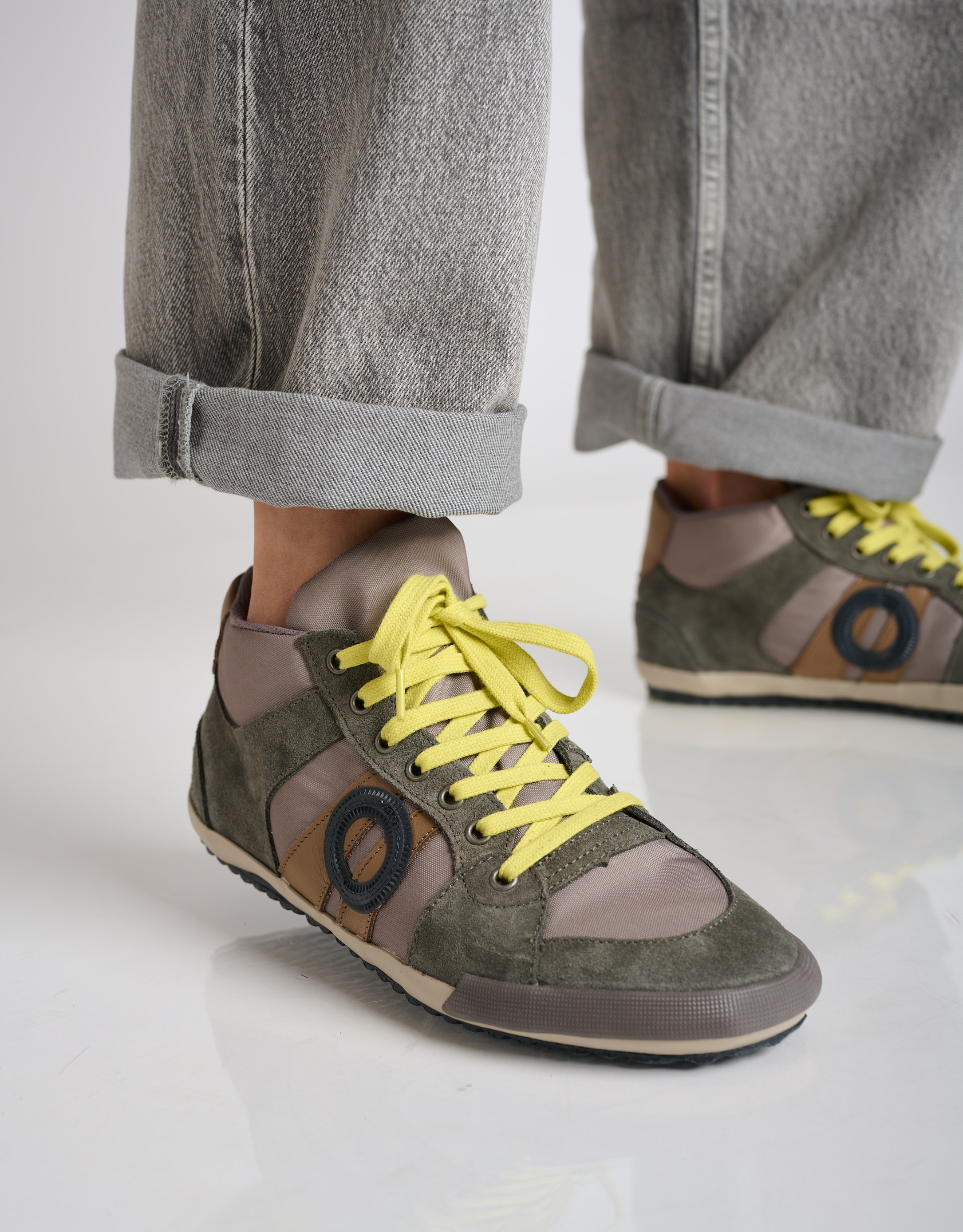 נעלי גברים - Aro - סניקרס גבוהות בד ועור IDO - אפור4