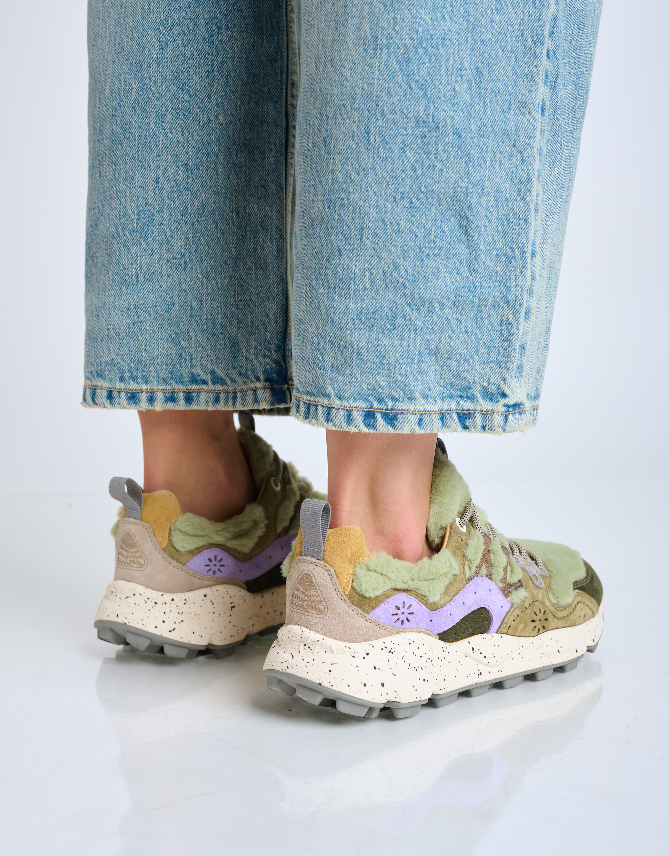 נעלי נשים - Flower Mountain - סניקרס YAMANO 3 פרוותי - ירוק2