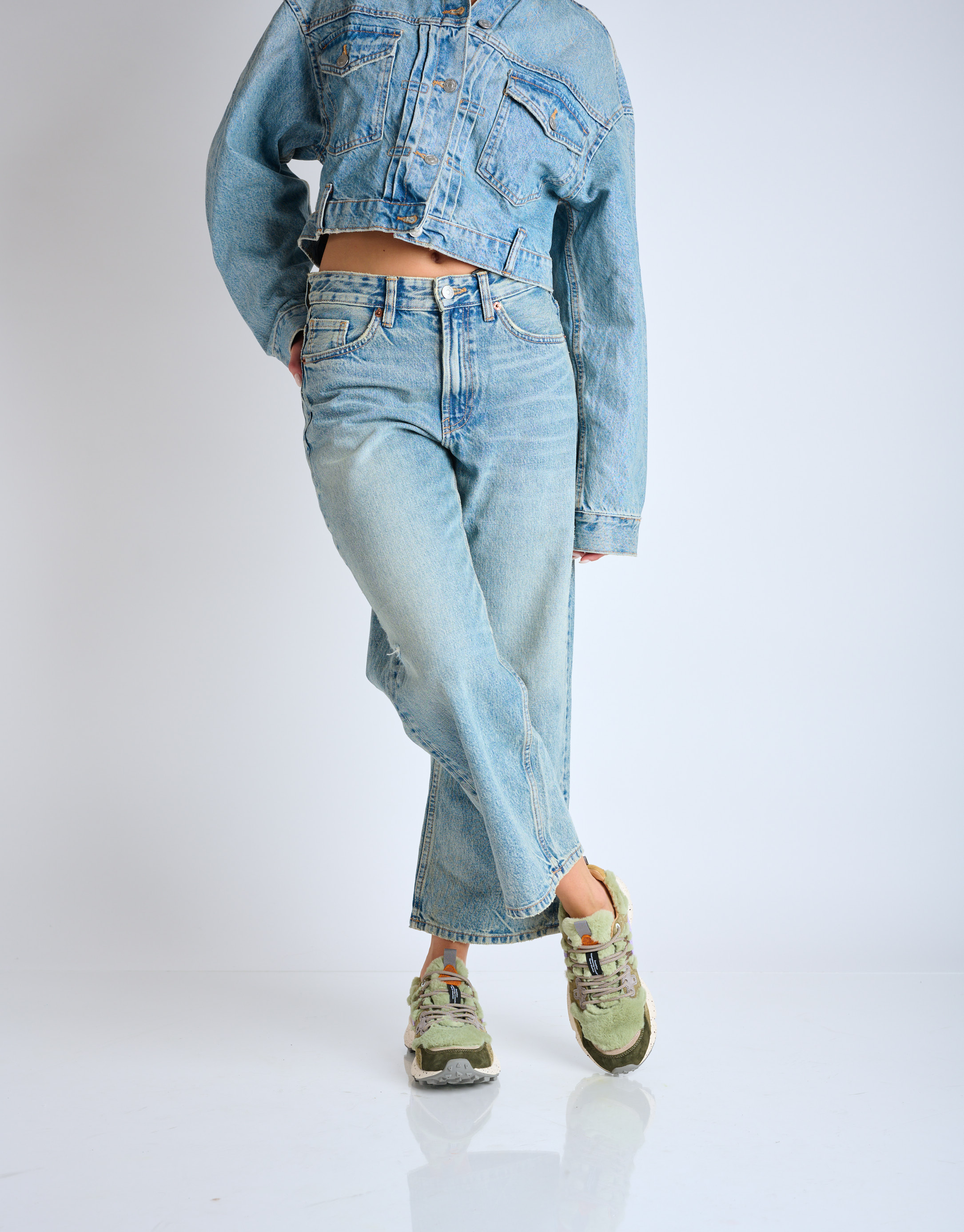 נעלי נשים - Flower Mountain - סניקרס YAMANO 3 פרוותי - ירוק1