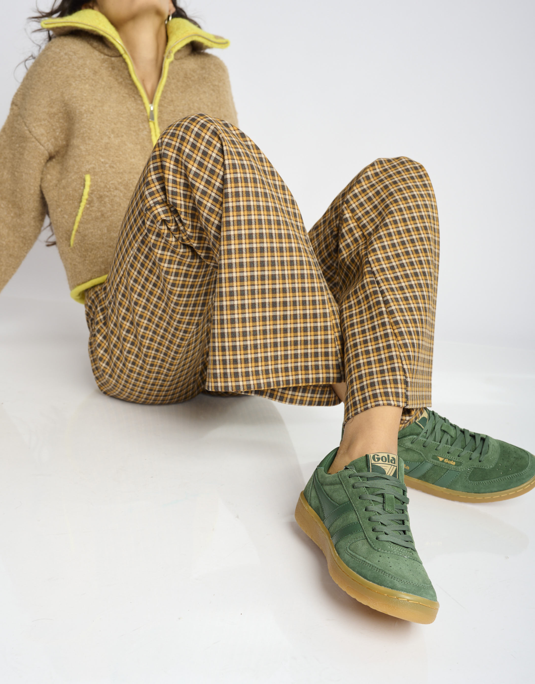 נעלי נשים - Gola - סניקרס זמש HAWK - ירוק1