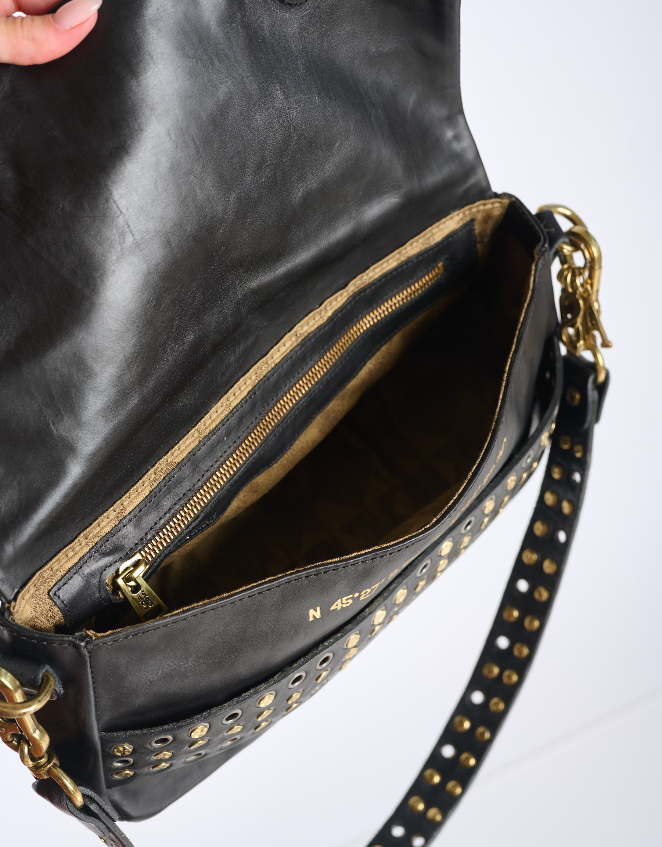 נעלי נשים - A.S. 98 - תיק צד עם ניטים ANILA - שחור2