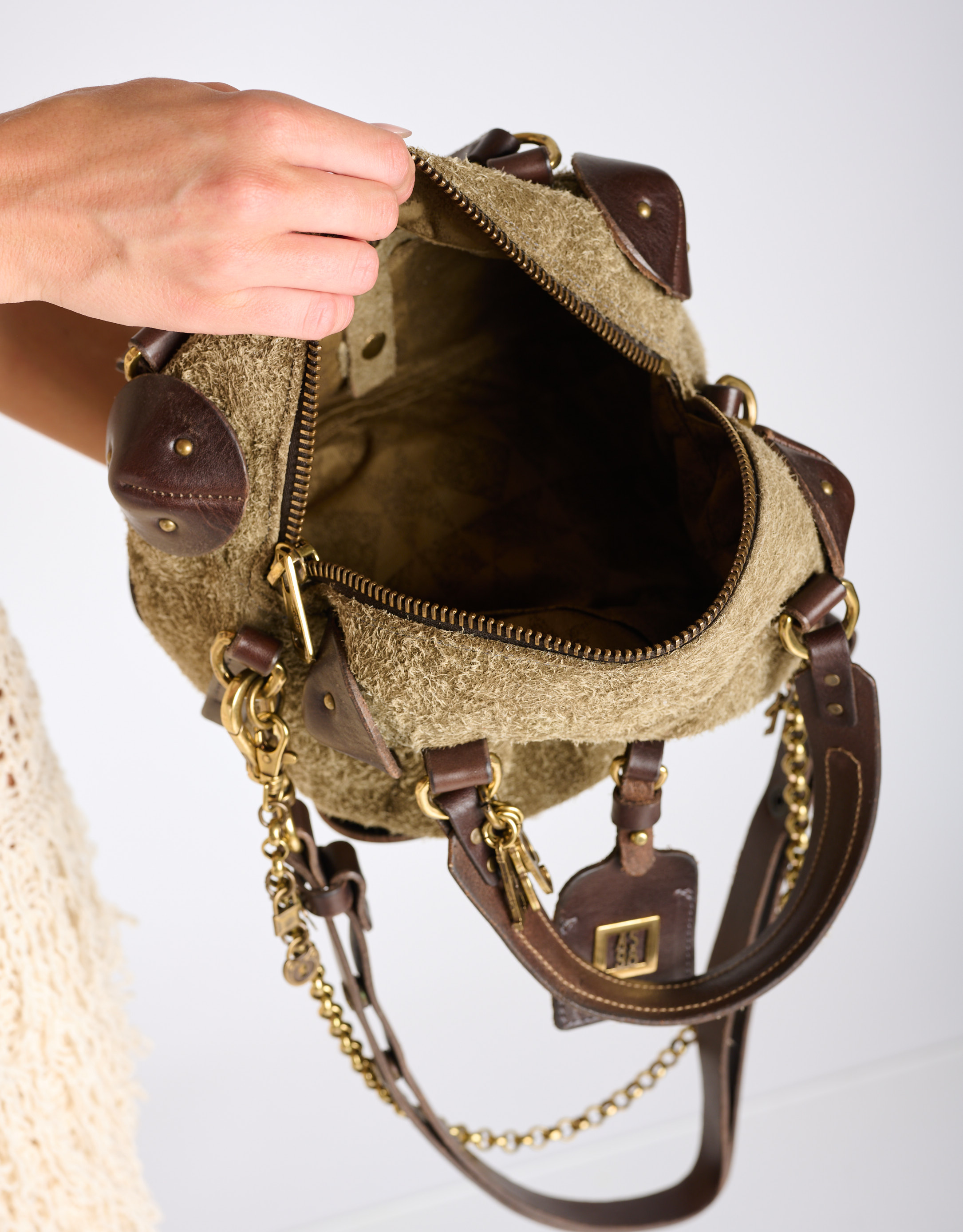 נעלי נשים - A.S. 98 - תיק CINZIA מזמש מוברש - חום בהיר2