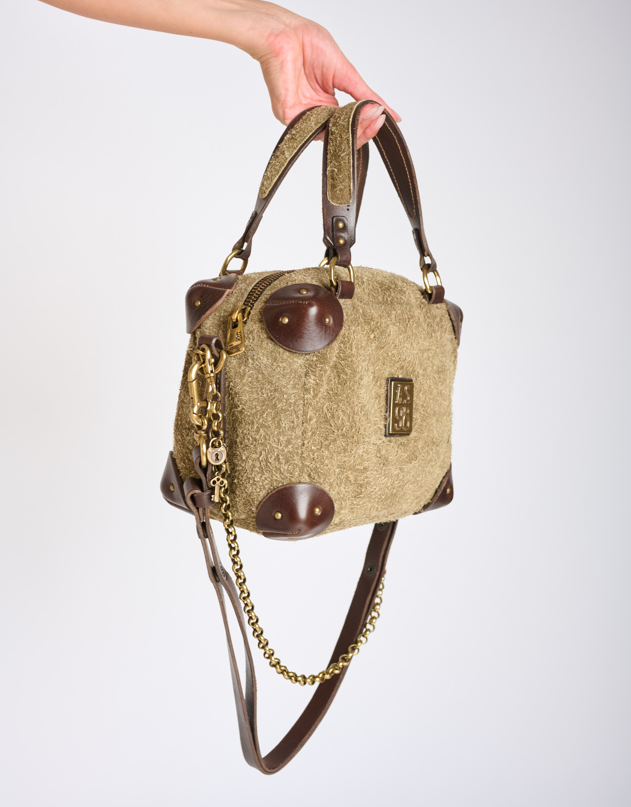 נעלי נשים - A.S. 98 - תיק CINZIA מזמש מוברש - חום בהיר3