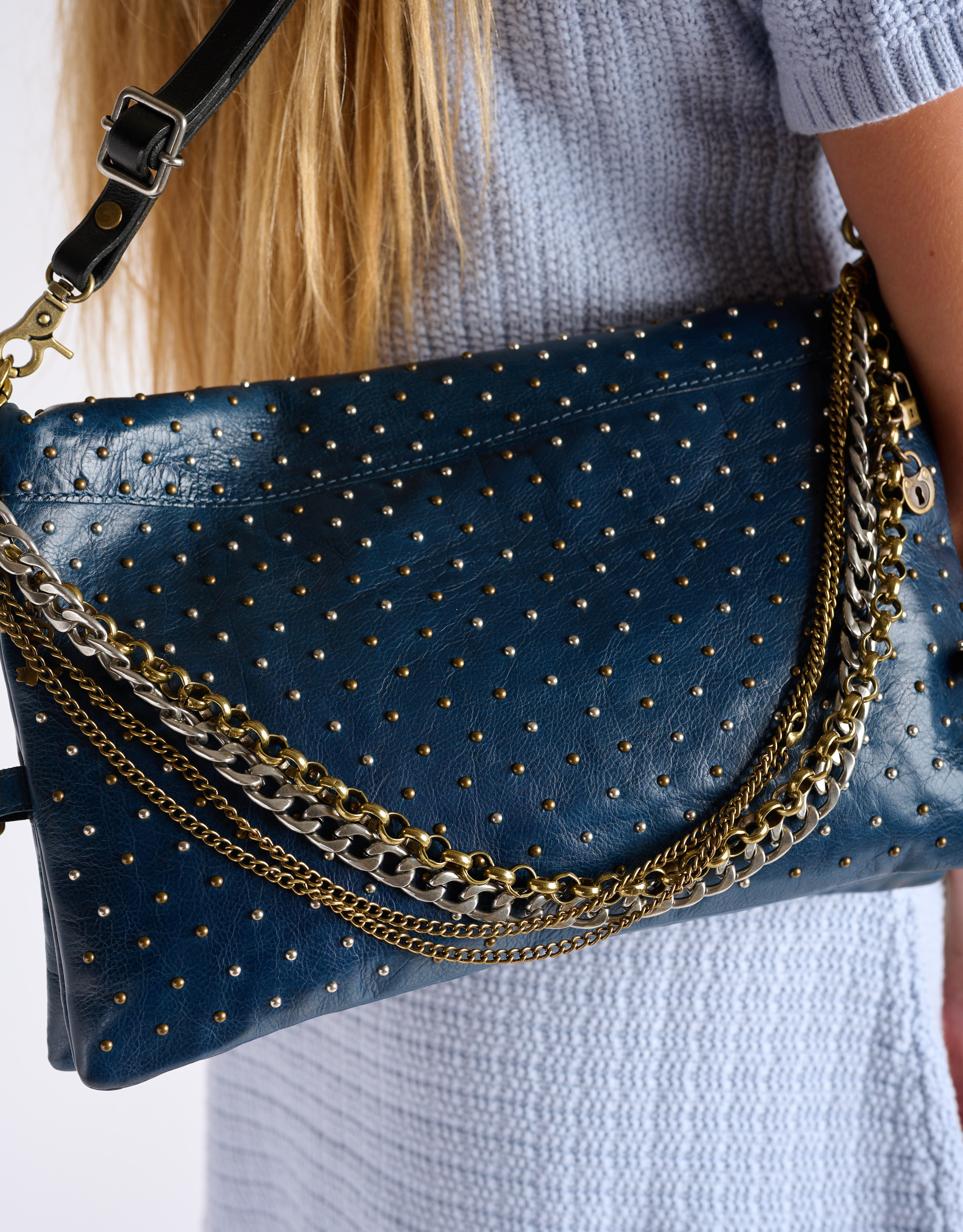 נעלי נשים - A.S. 98 - GEMMA תיק צד עם ניטים - כחול4