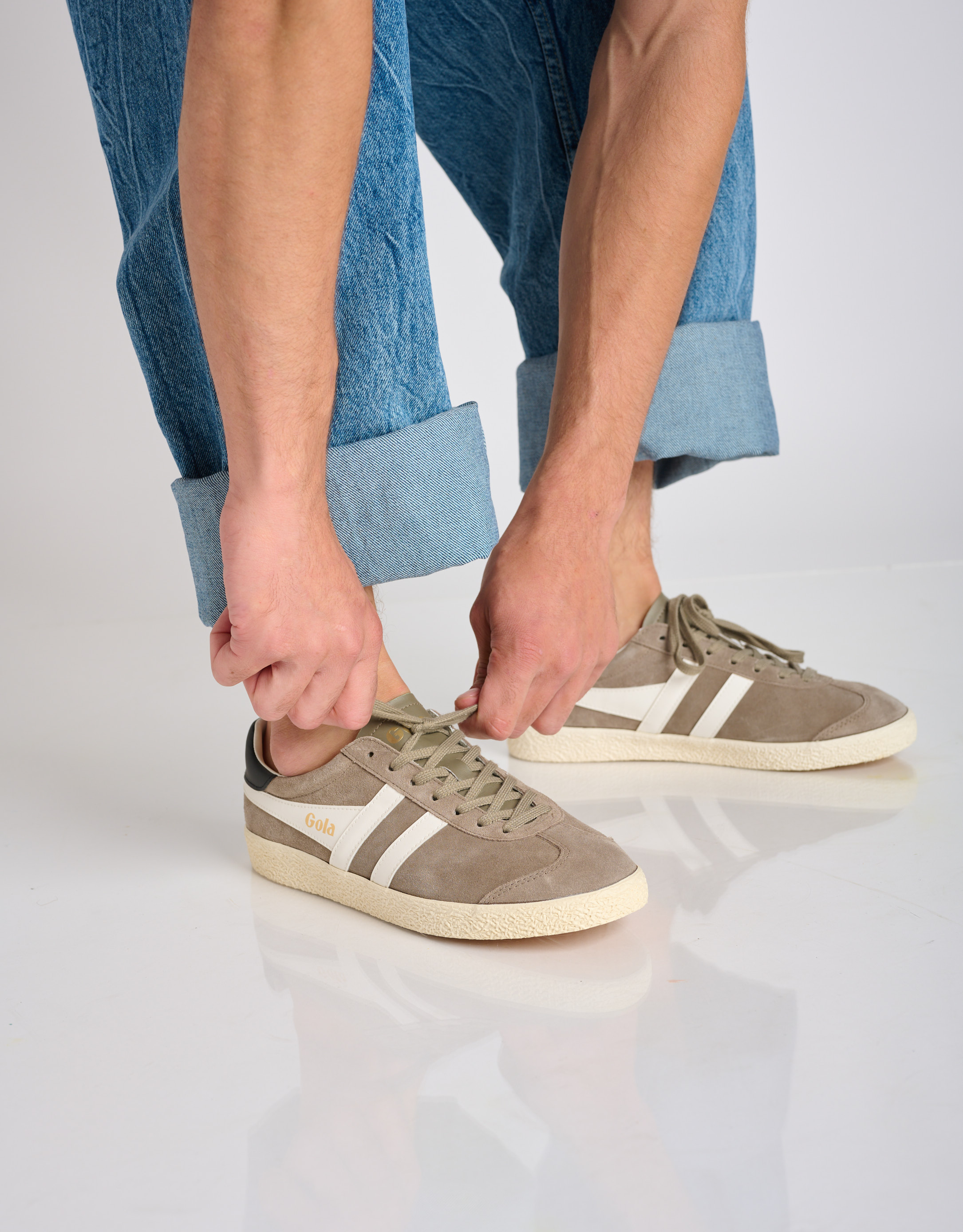 נעלי גברים - Gola - סניקרס עור MEDALLIST - אפור חום1
