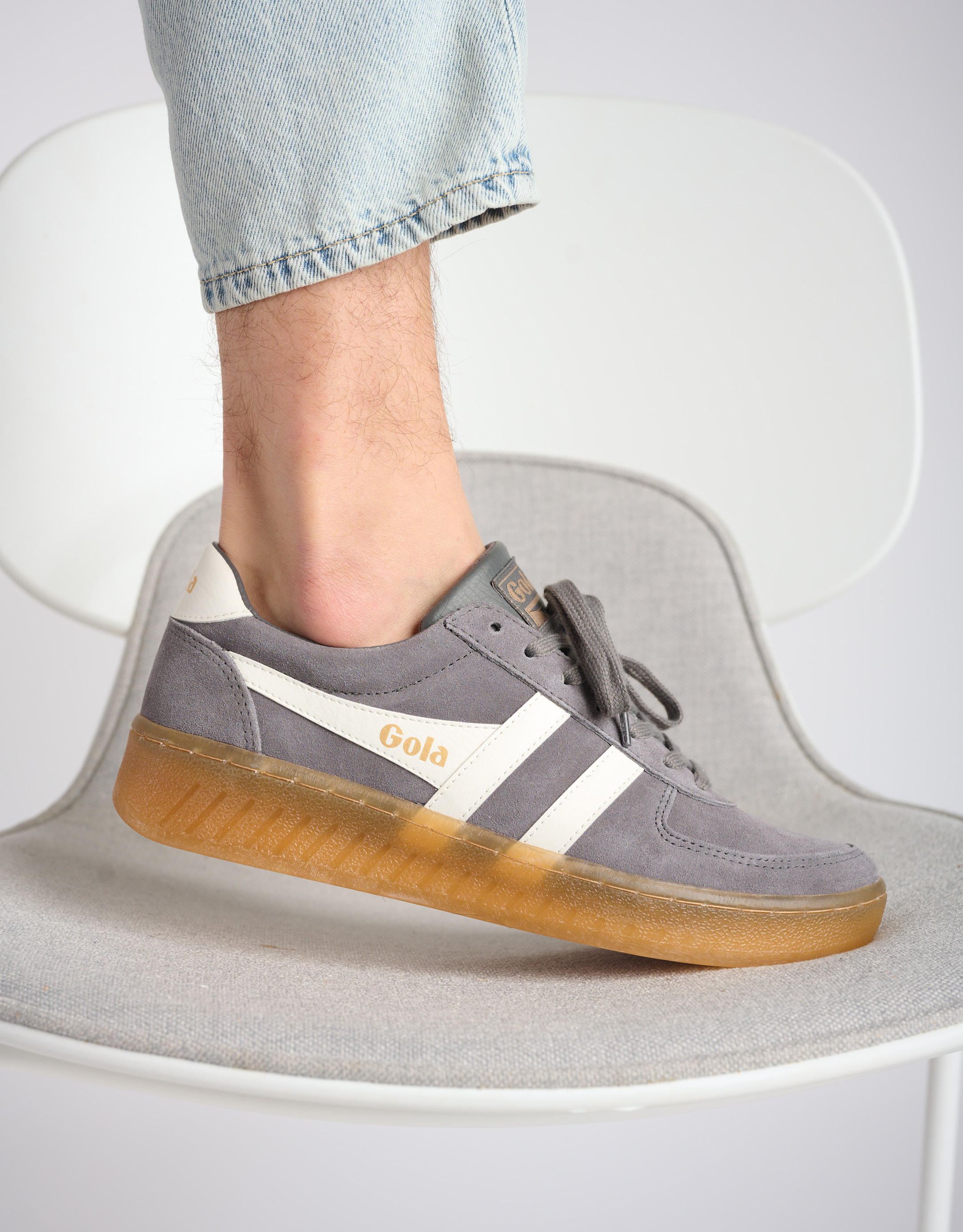 נעלי גברים - Gola - סניקרס GRANDSLAM זמש - אפור2