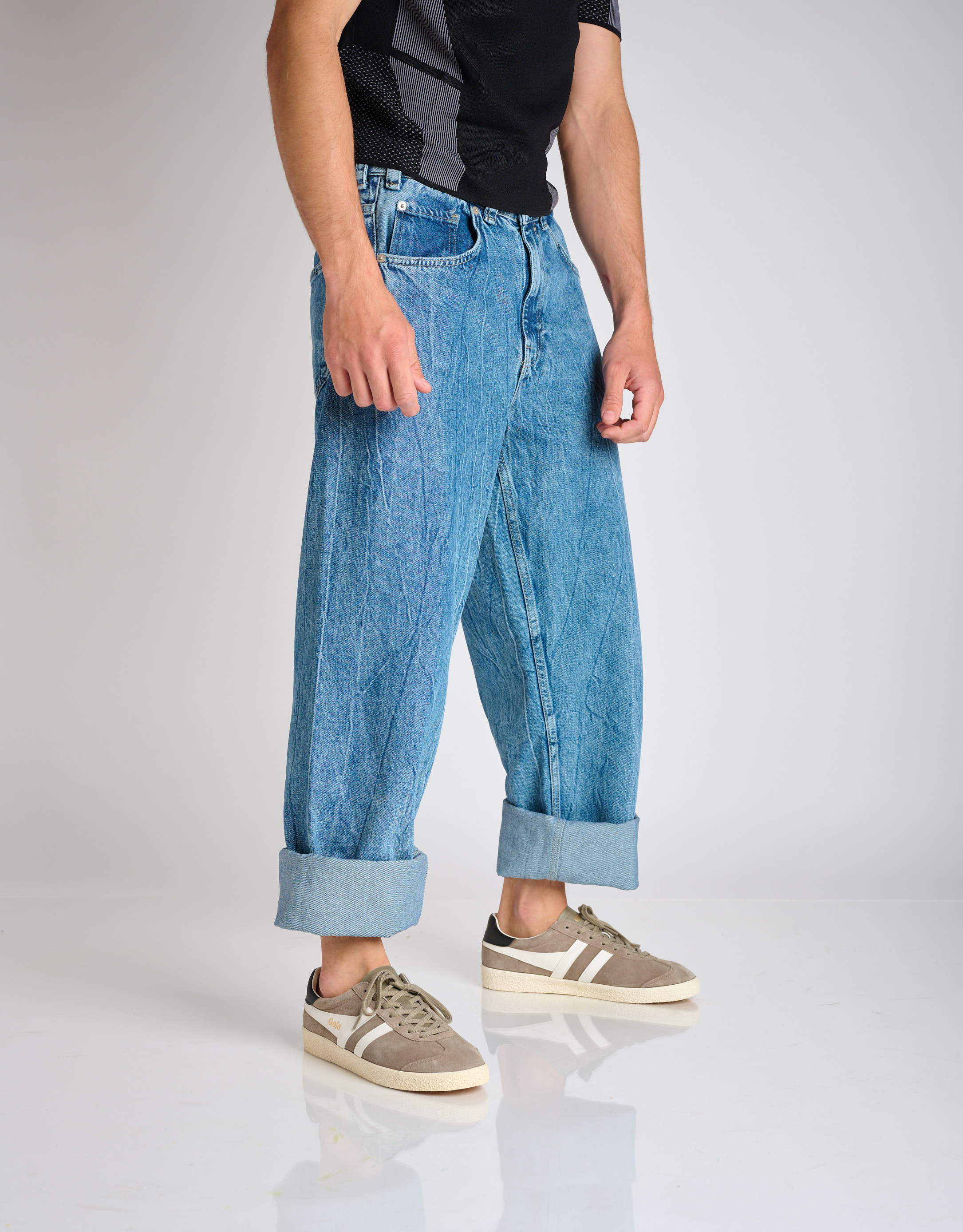 נעלי גברים - Gola - סניקרס עור MEDALLIST - אפור חום2