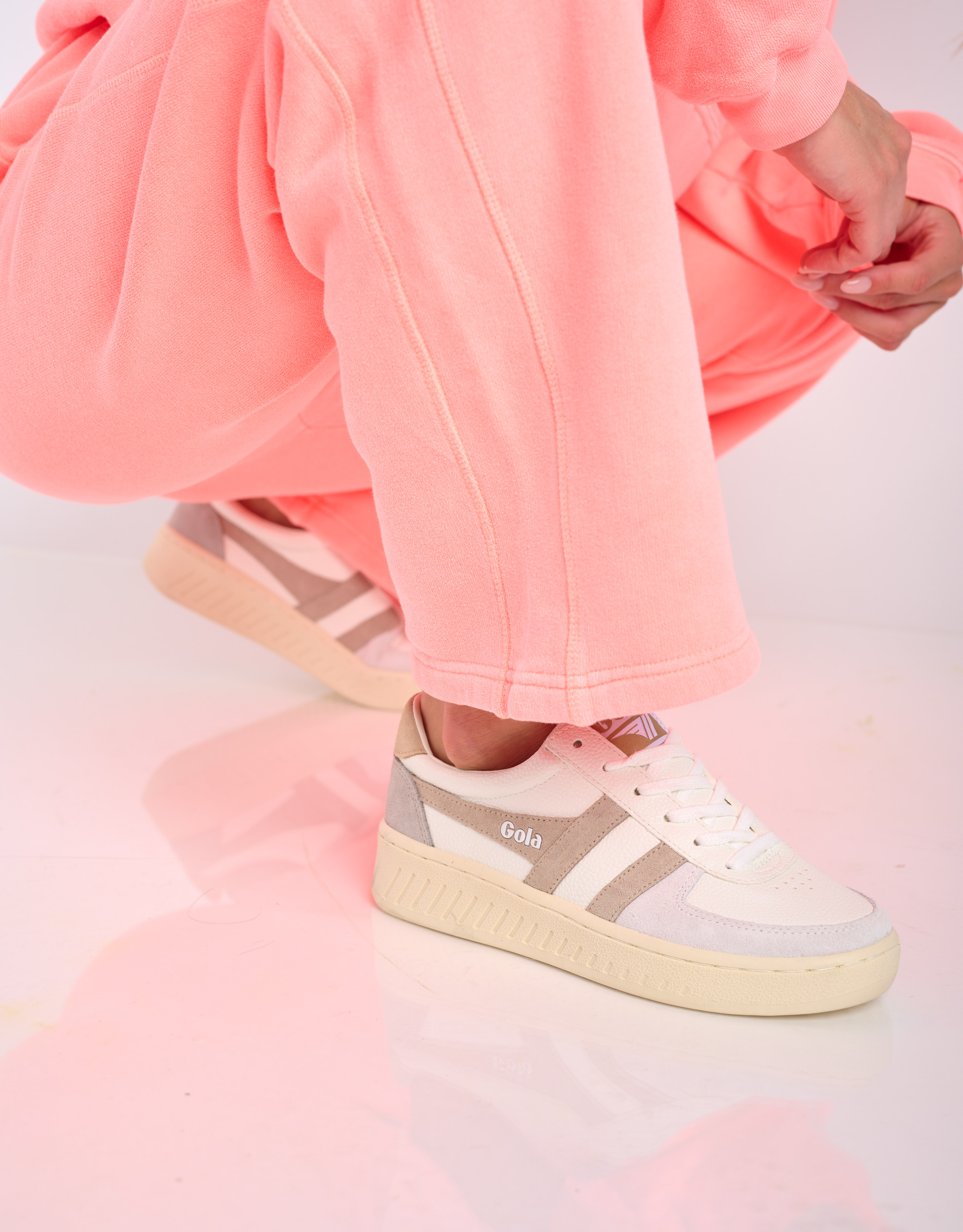 נעלי נשים - Gola - סניקרס GRANDSLAM TRIDENT - לבן   אפור3