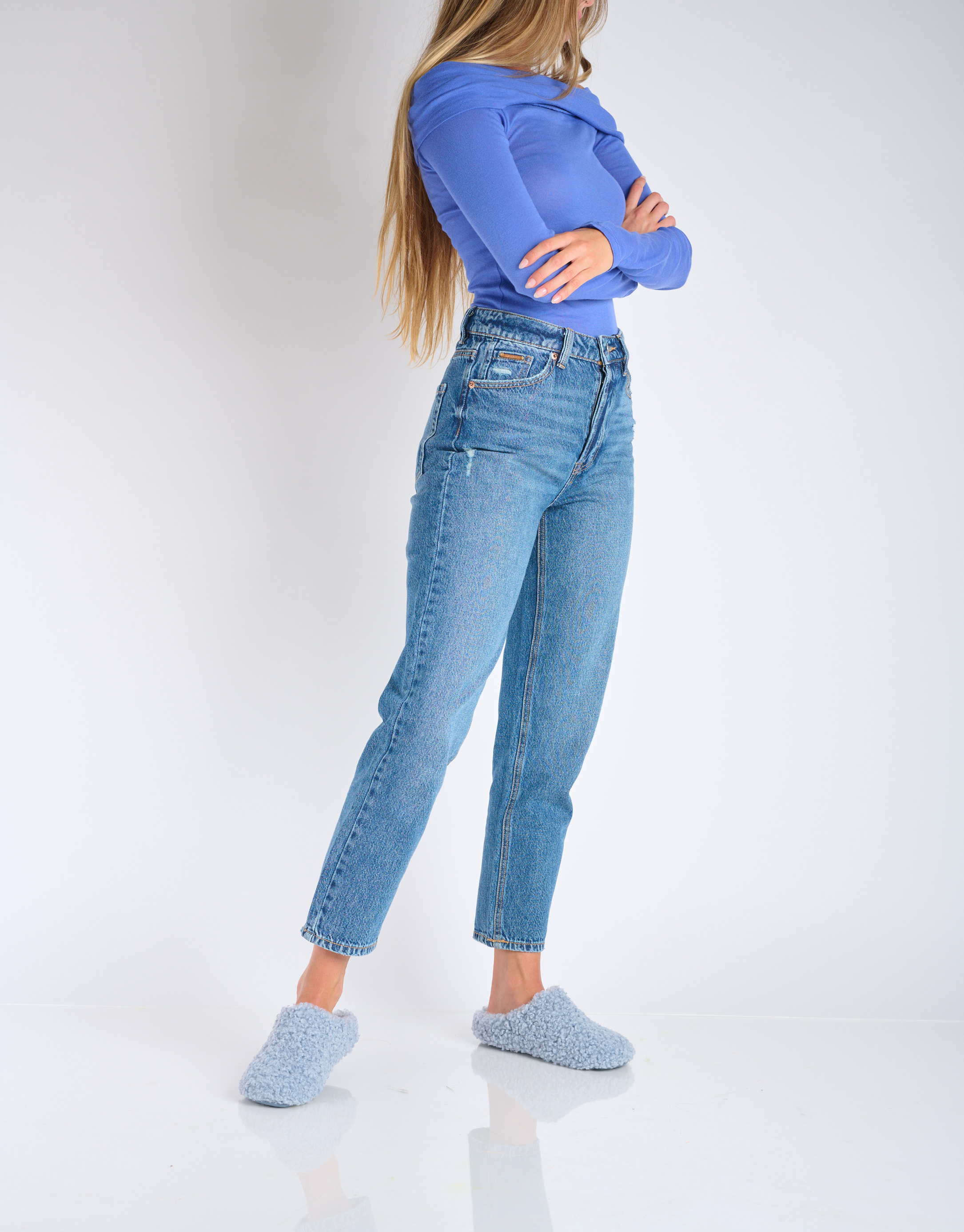 נעלי נשים - Verbenas - נעלי בית YORK CURLY - תכלת3