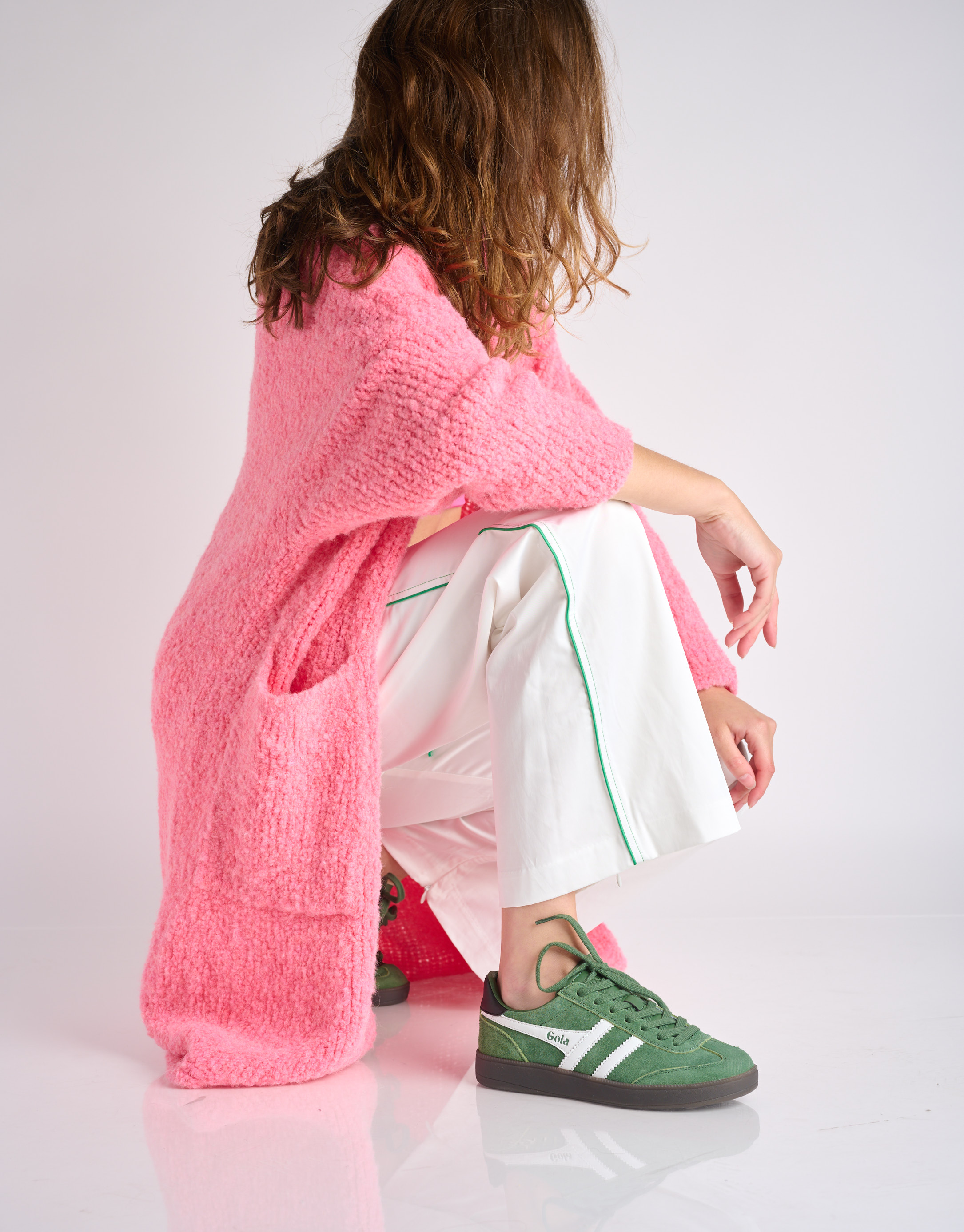 נעלי נשים - Gola - סניקרס עור VIPER - ירוק   לבן3