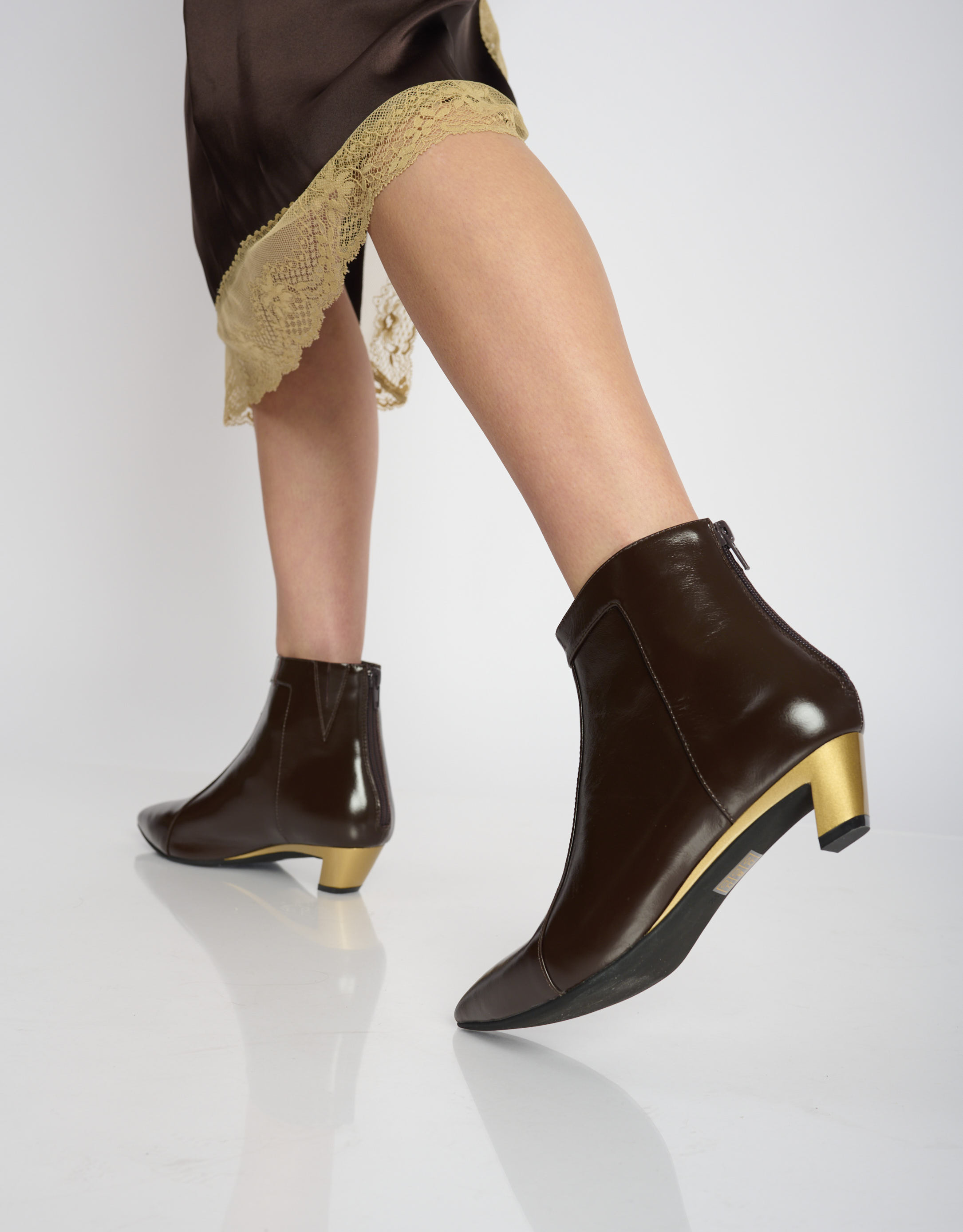 נעלי נשים - Jeffrey Campbell - מגפוני עור MISTRESS - חום כהה1