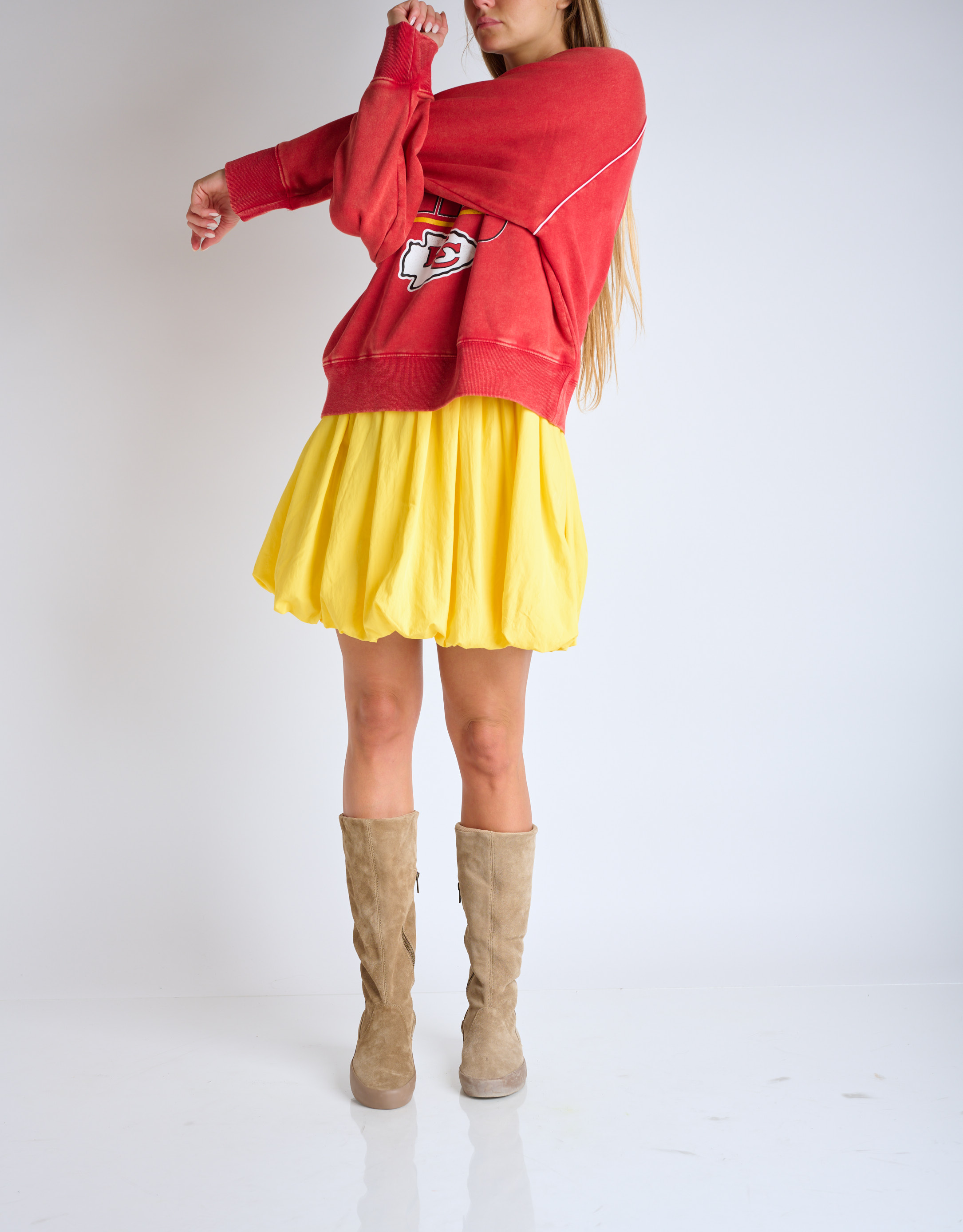 נעלי נשים - Aro - מגפי זמש גבוהים UMA - חום בהיר2