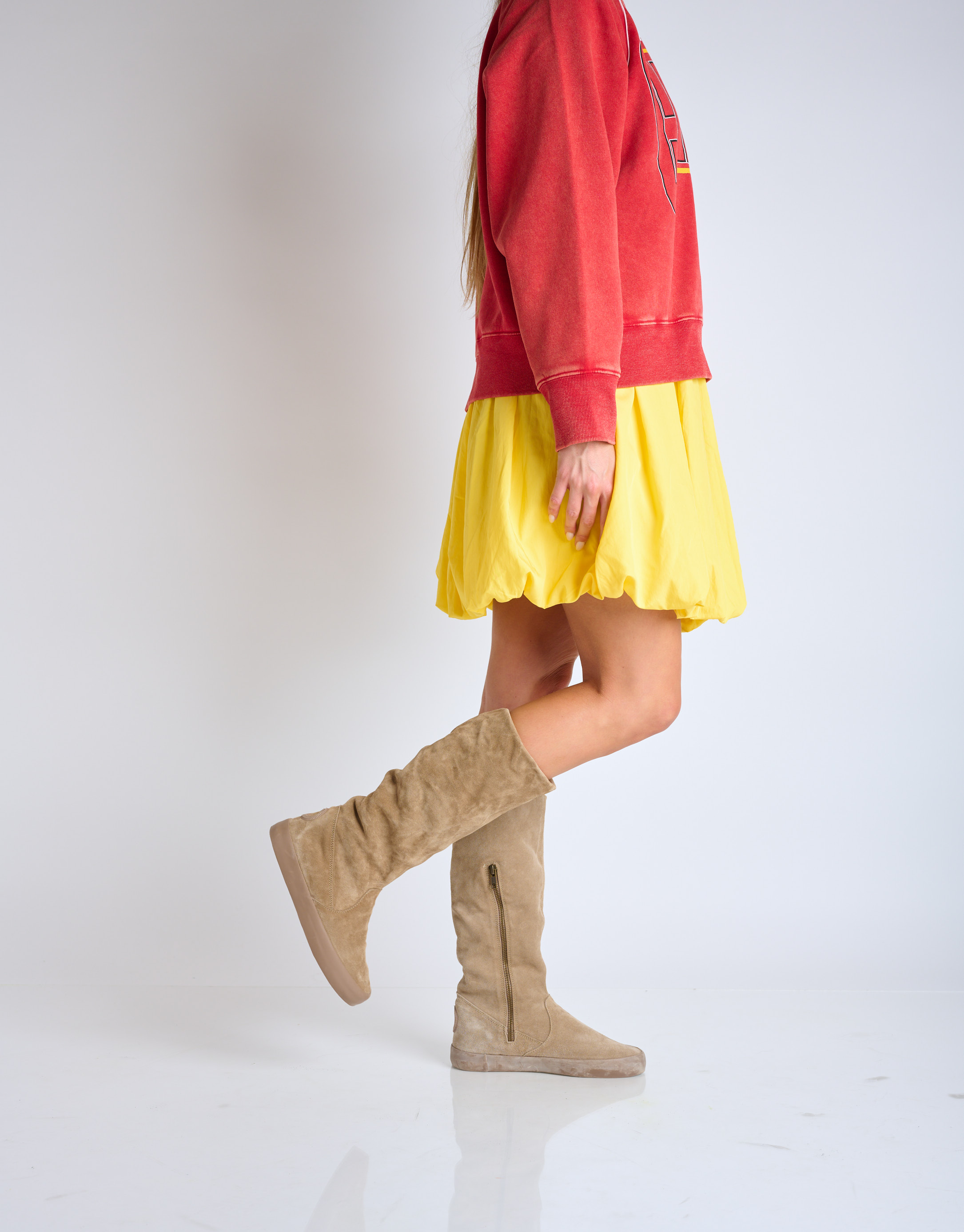 נעלי נשים - Aro - מגפי זמש גבוהים UMA - חום בהיר4