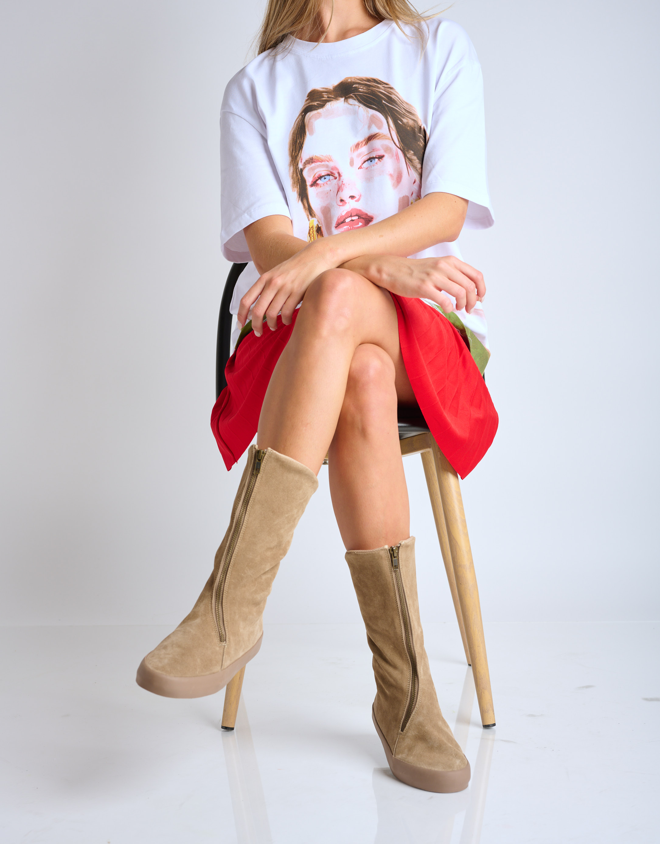 נעלי נשים - Aro - מגפיים עם רוכסן UMA - חום בהיר2