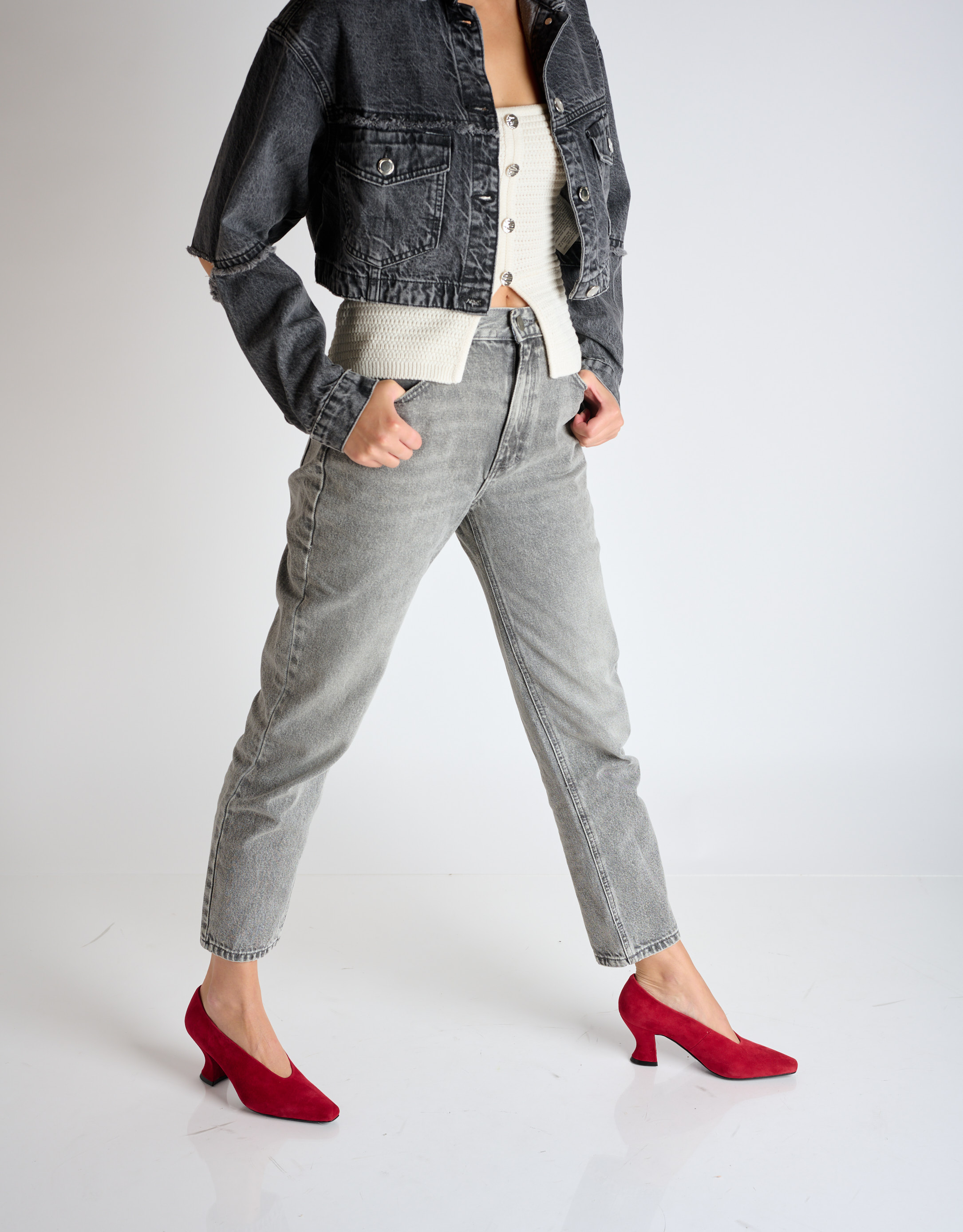 נעלי נשים - Jeffrey Campbell - נעלי סירה מזמש HINTS - אדום2