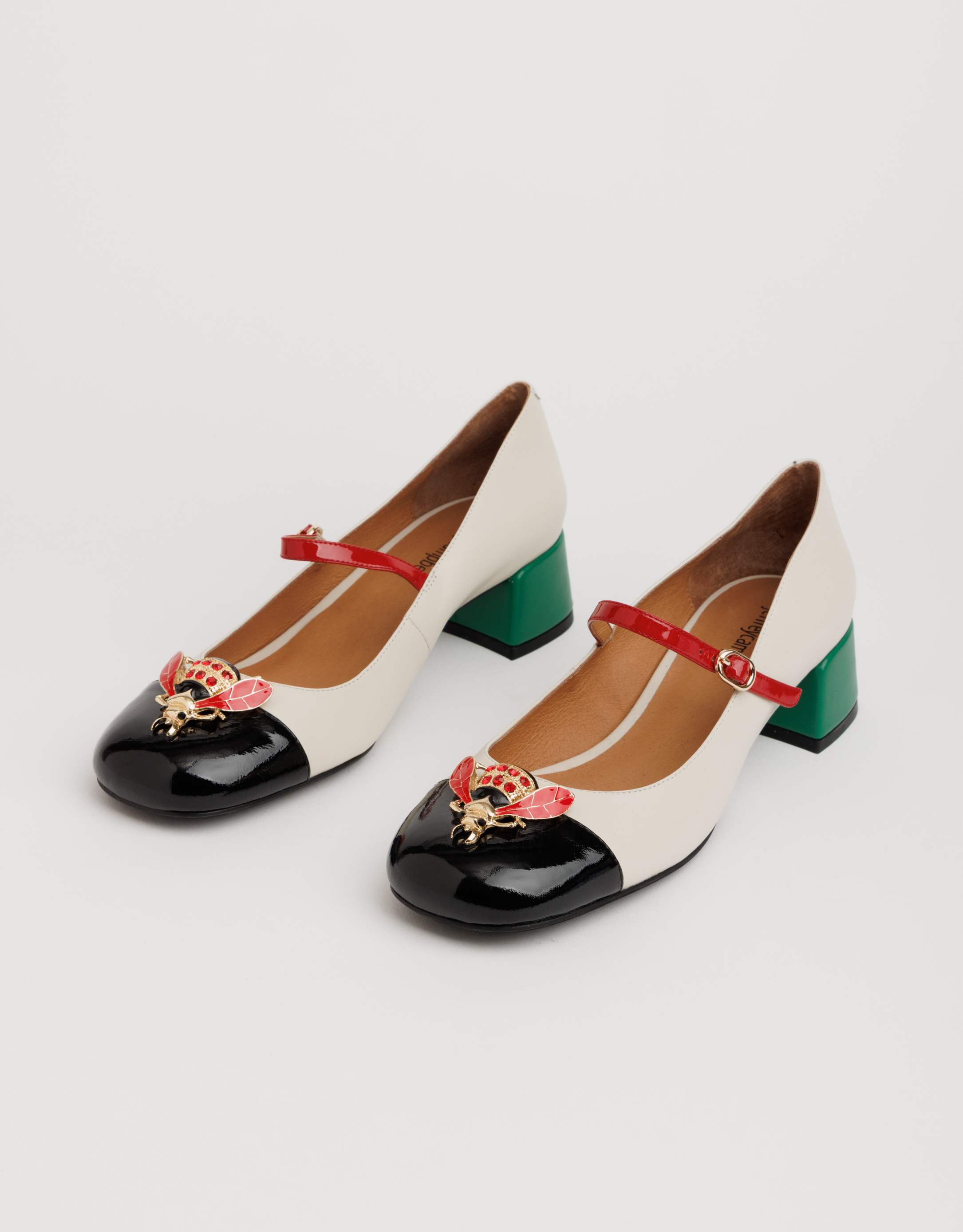 נעלי נשים - Jeffrey Campbell - נעלי בובה JITTERBURG - לבן   שחור1